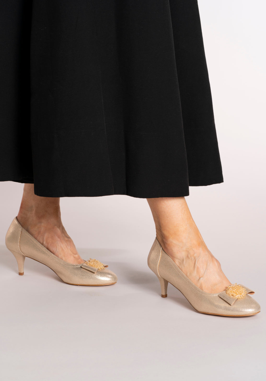 Sorento Gran Low Heel Court With Bow - Gold 5 Shaws Department Stores