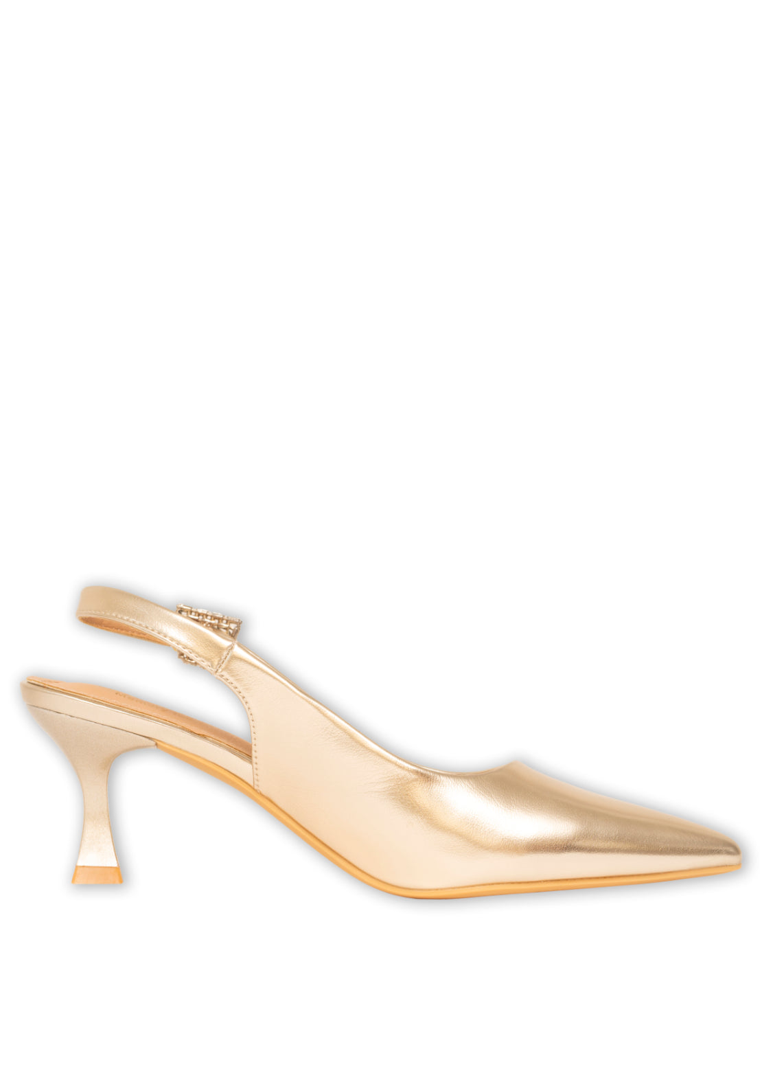 Sorento Mid Heel Slingback Bling Buckle Shoe - Gold 4 Shaws Department Stores