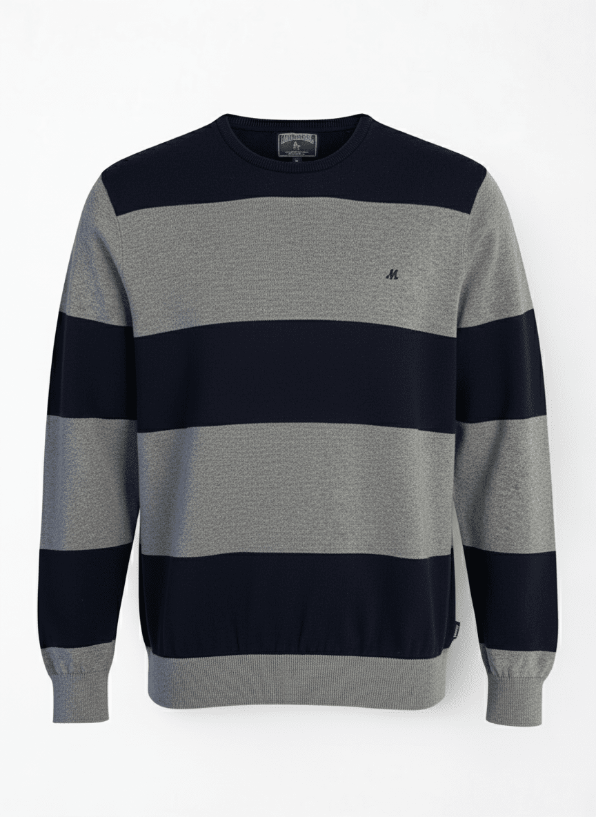 Mineral Spur Block Stripe Crew Knit - Blue/ Grey 1 Shaws Department Stores
