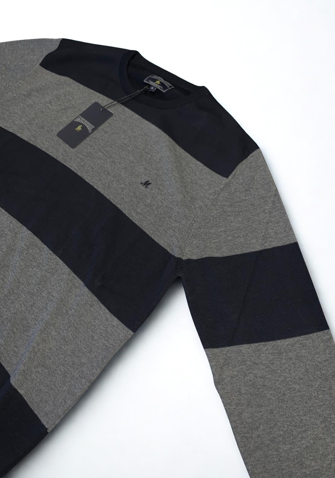Mineral Spur Block Stripe Crew Knit - Blue/ Grey 2 Shaws Department Stores