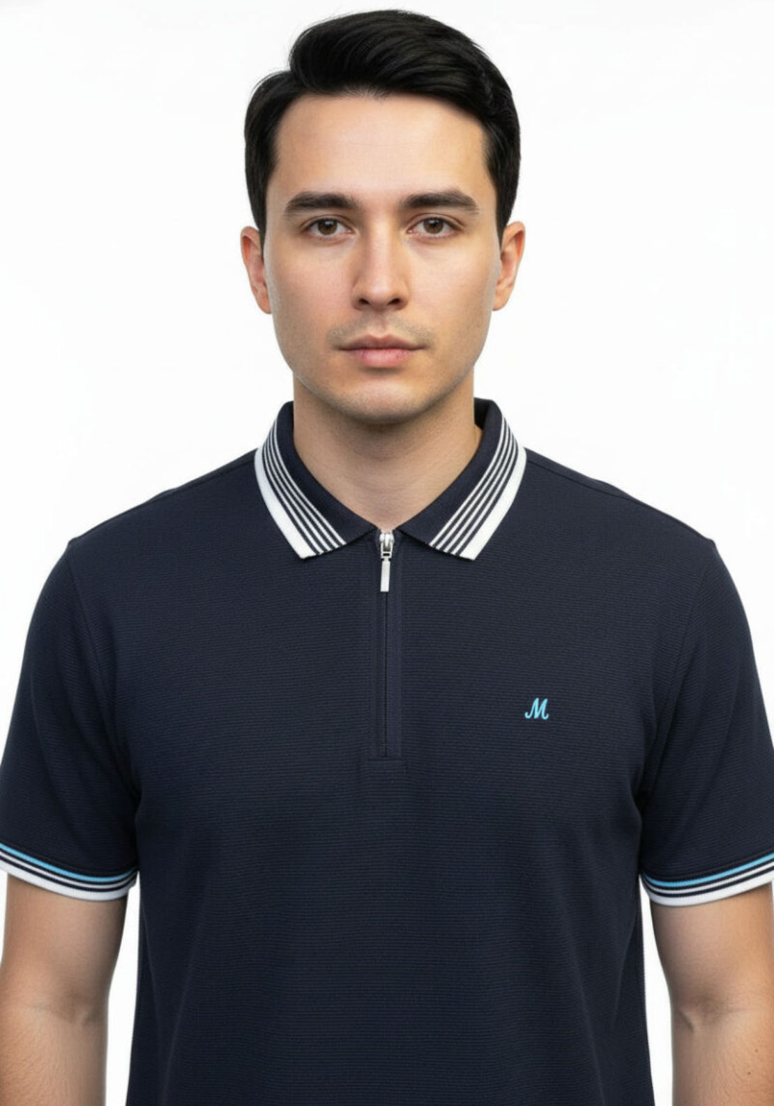 Eoin Zip Neck Polo - Navy