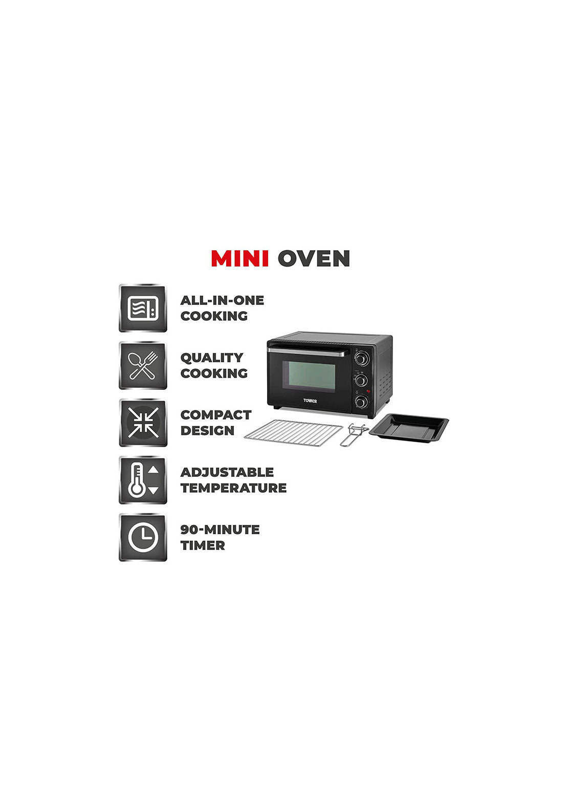 Tower 23L Mini Oven With Hot Plates | T14043 6 Shaws Department Stores