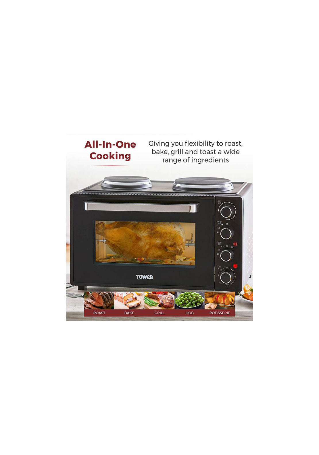 Tower 42L Mini Oven With Hot Plates | T14045 8 Shaws Department Stores