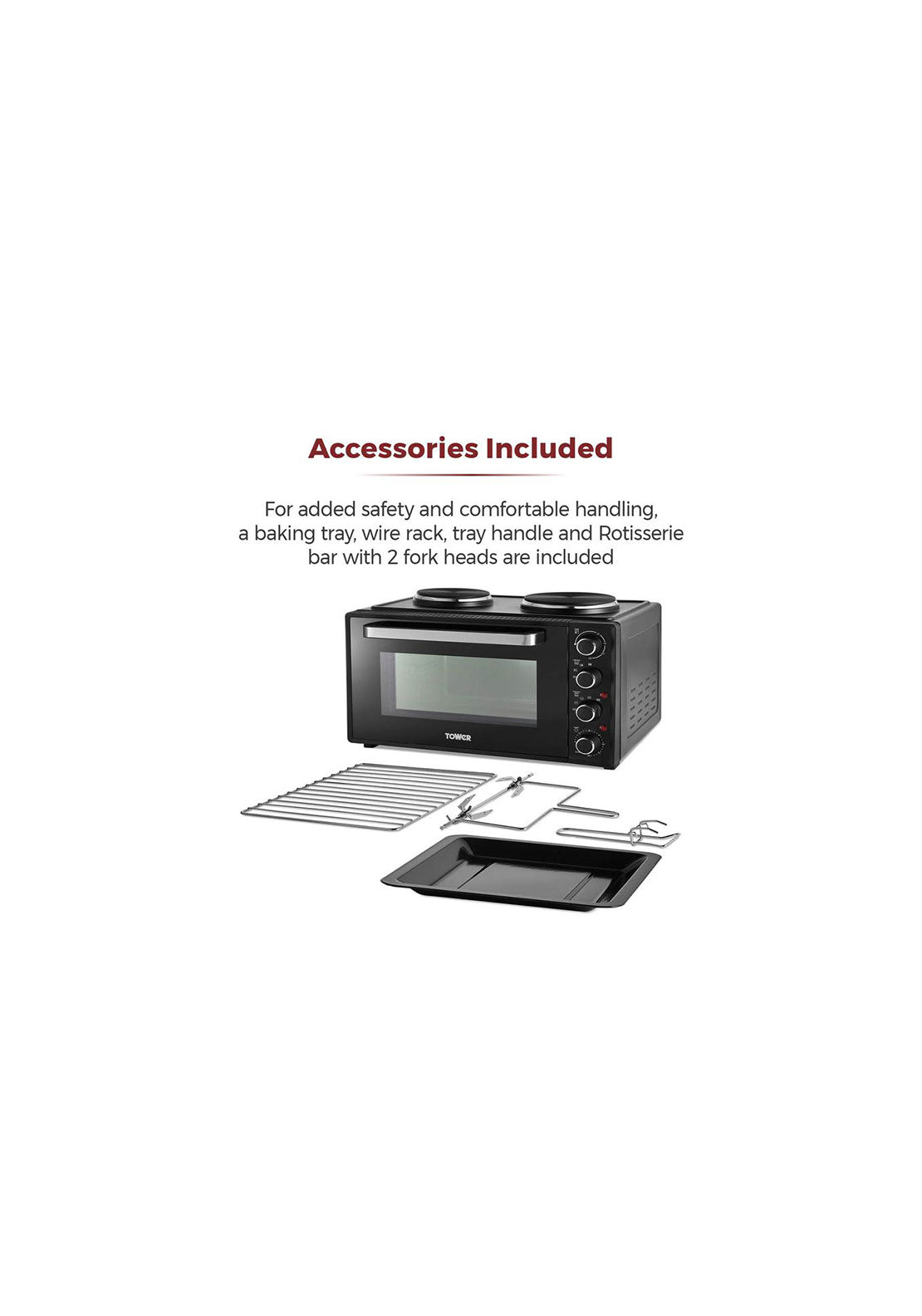 Tower 42L Mini Oven With Hot Plates | T14045 5 Shaws Department Stores