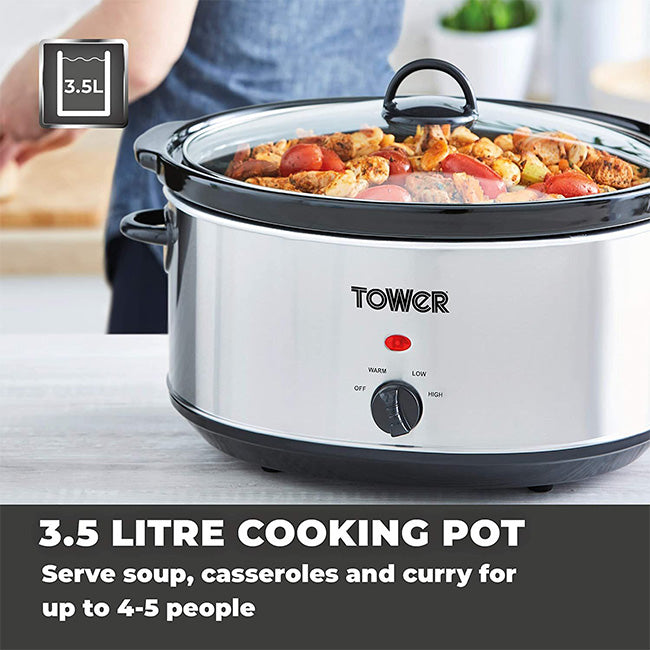 Tower 3.5L Slow Cooker Black Handles 2 Shaws Department Stores