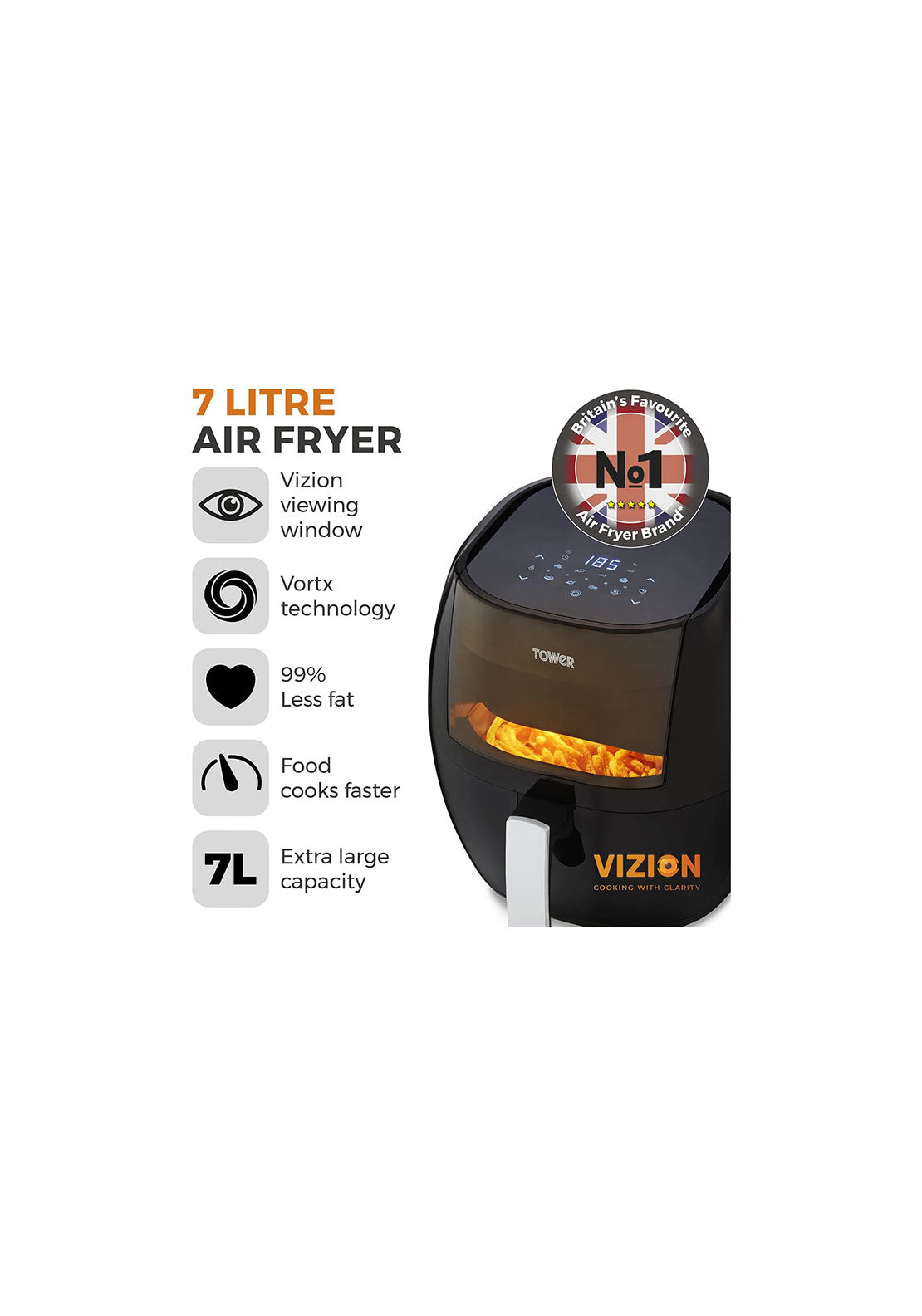 Tower Vortx Vizion 7L Digit Air Fryer | T17072 2 Shaws Department Stores