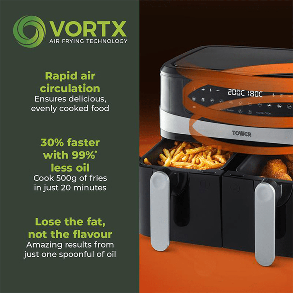 Tower Vortx 9L Dual Basket Air Fryer 5 Shaws Department Stores