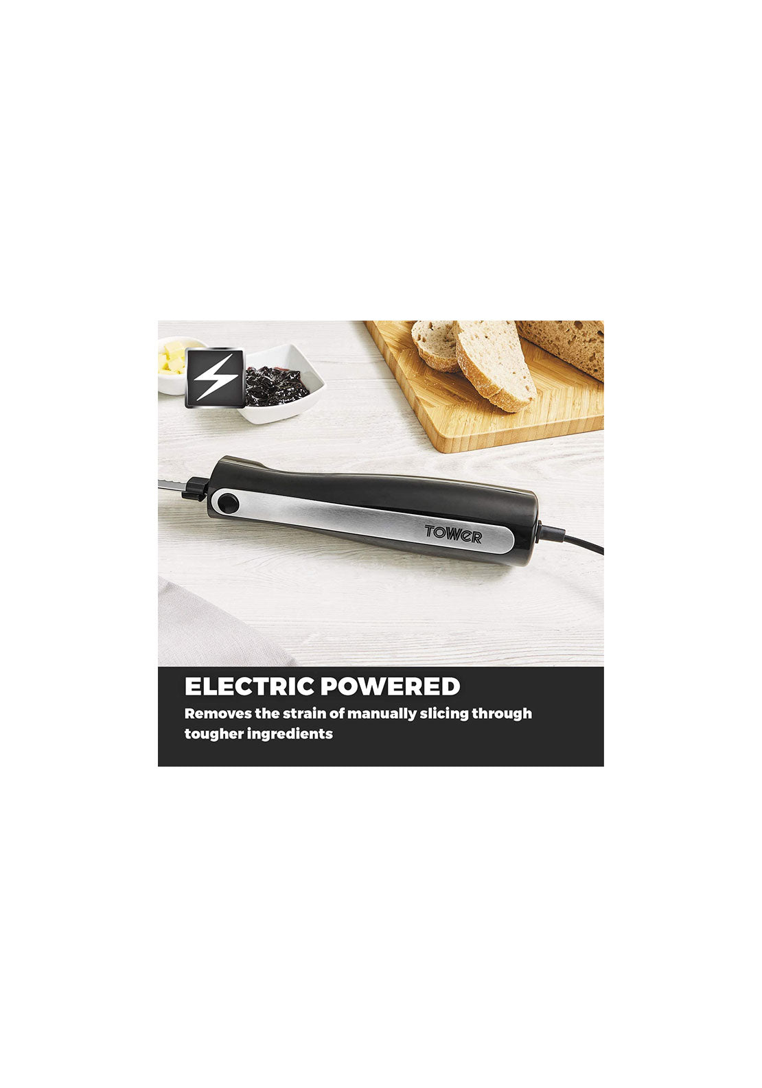 Tower Electric Knife With Fork &amp; Black Case | T19028 7 Shaws Department Stores