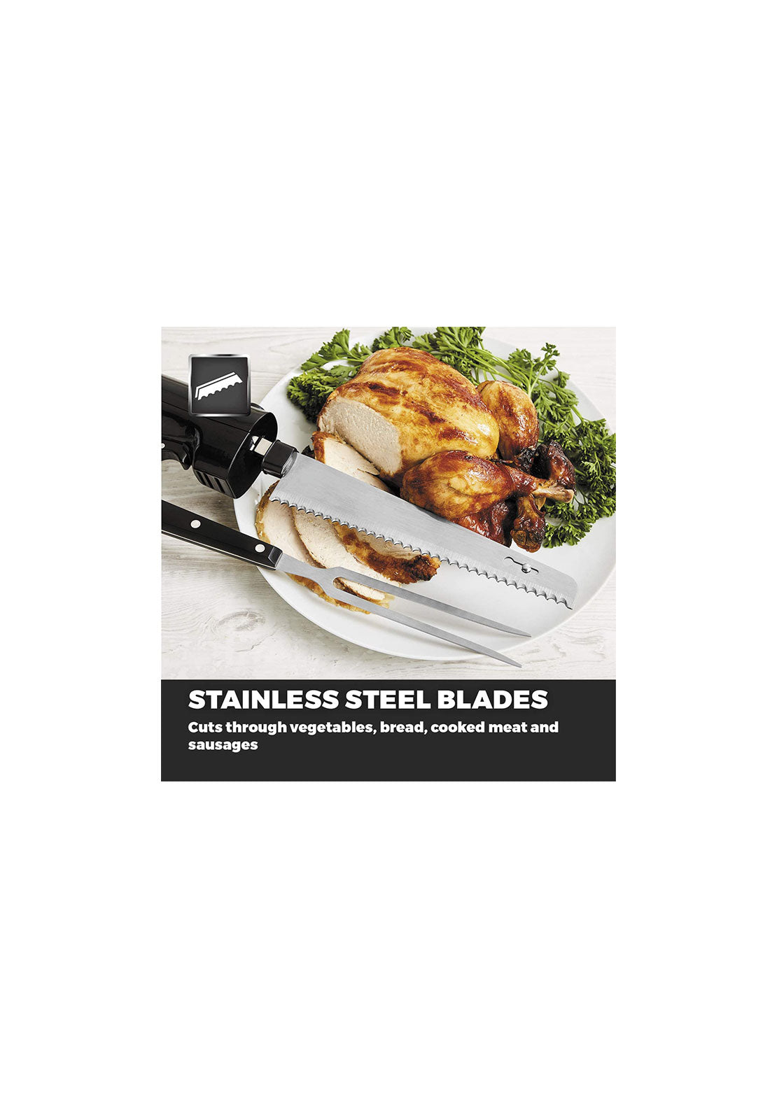 Tower Electric Knife With Fork &amp; Black Case | T19028 6 Shaws Department Stores
