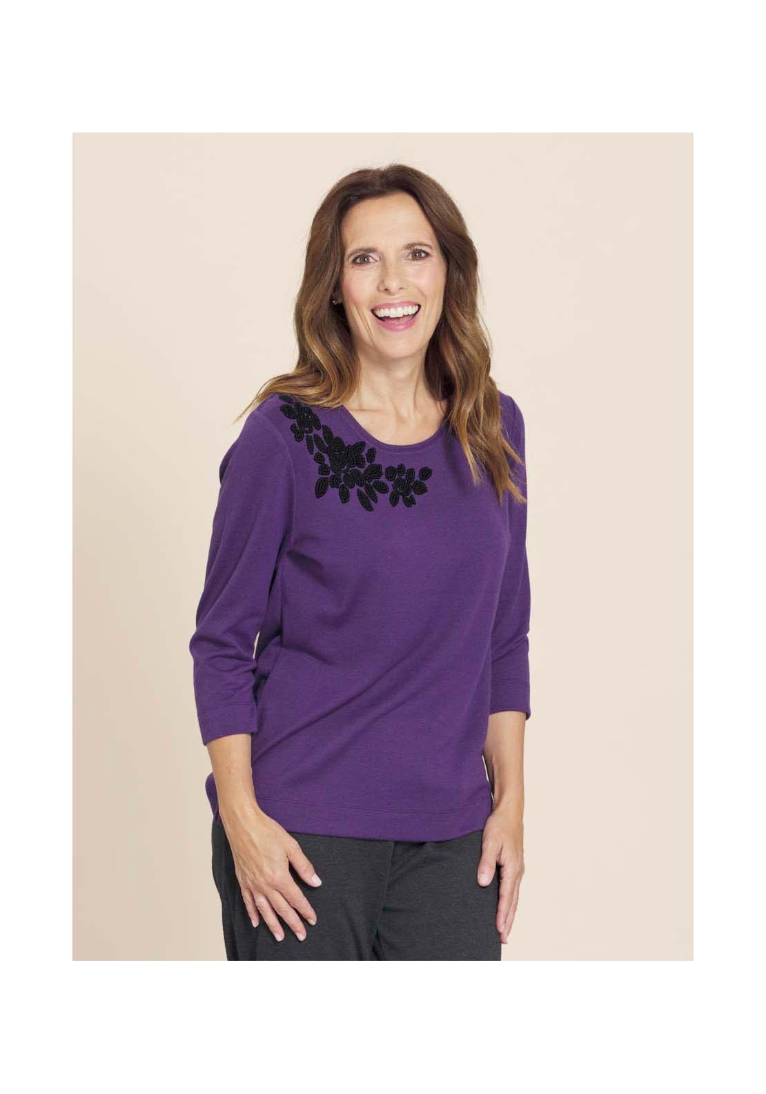 Tigiwear Embellished Lilac Cowl Neck Top 1 Shaws Department Stores