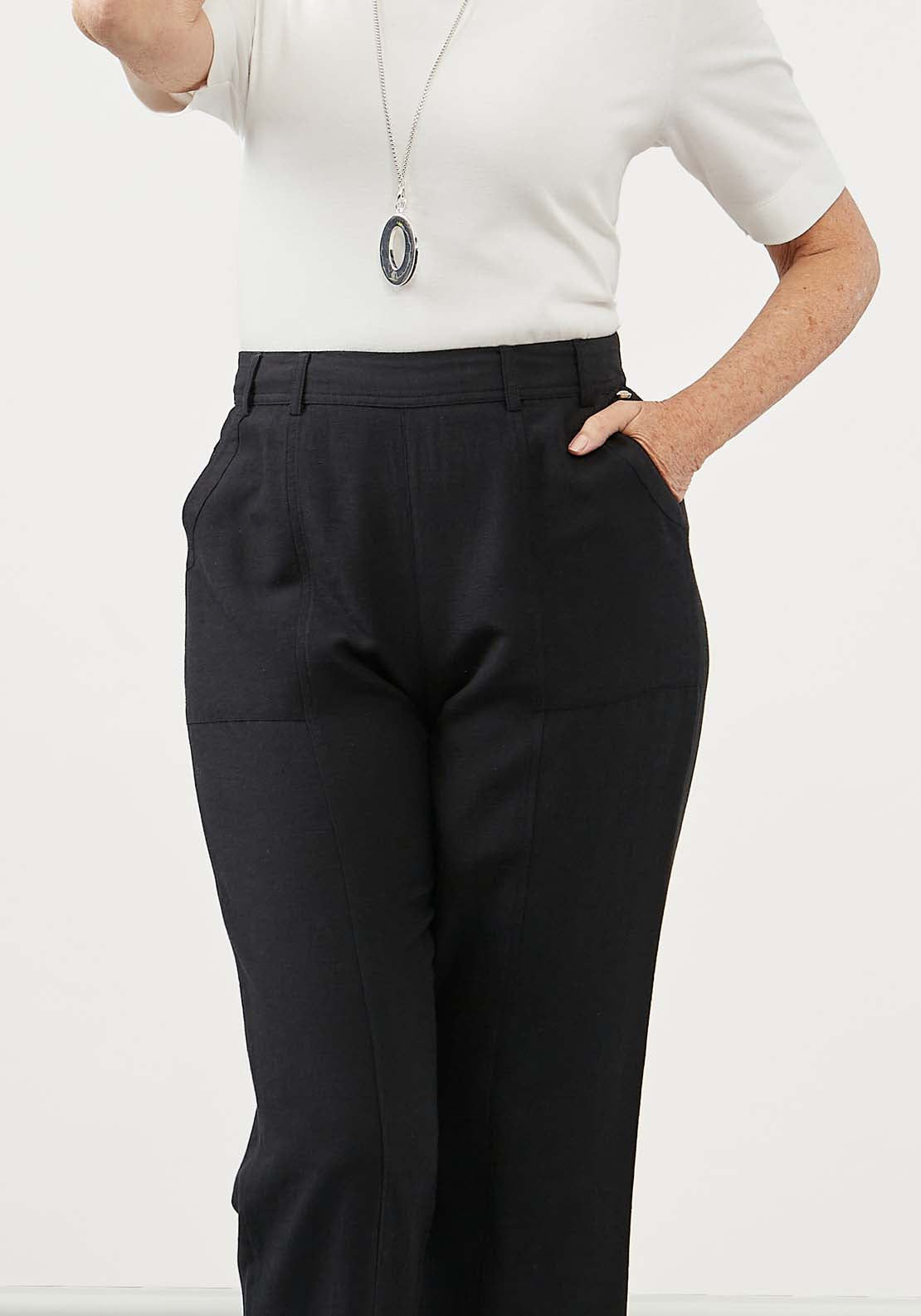 Tigiwear Linen Blend Black Trousers 4 Shaws Department Stores