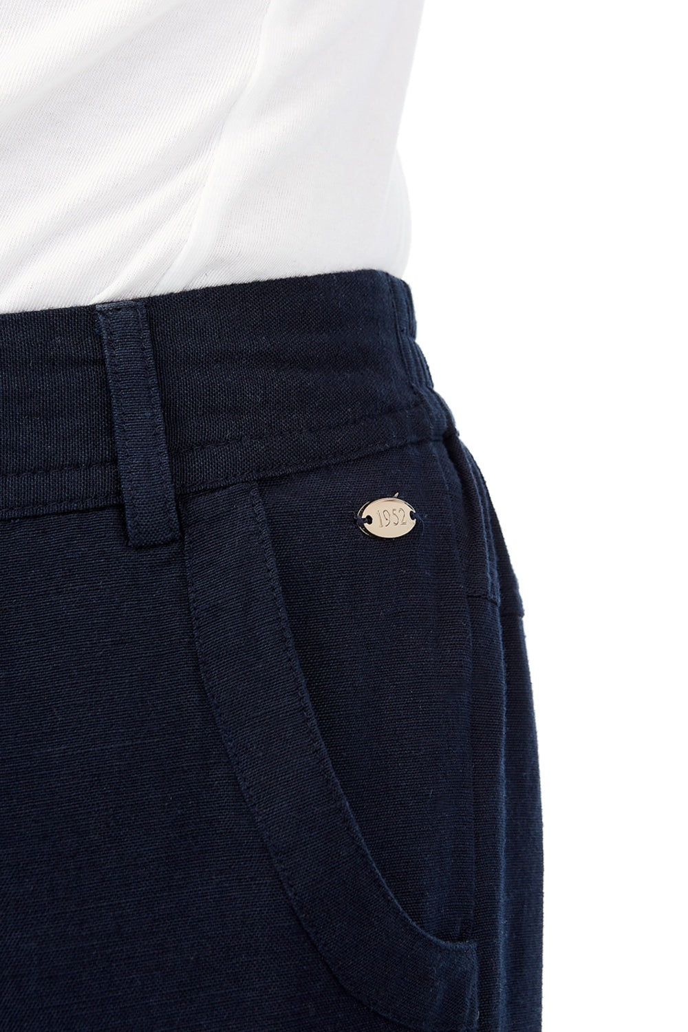 Tigiwear Linen Blend Navy Trousers 4 Shaws Department Stores