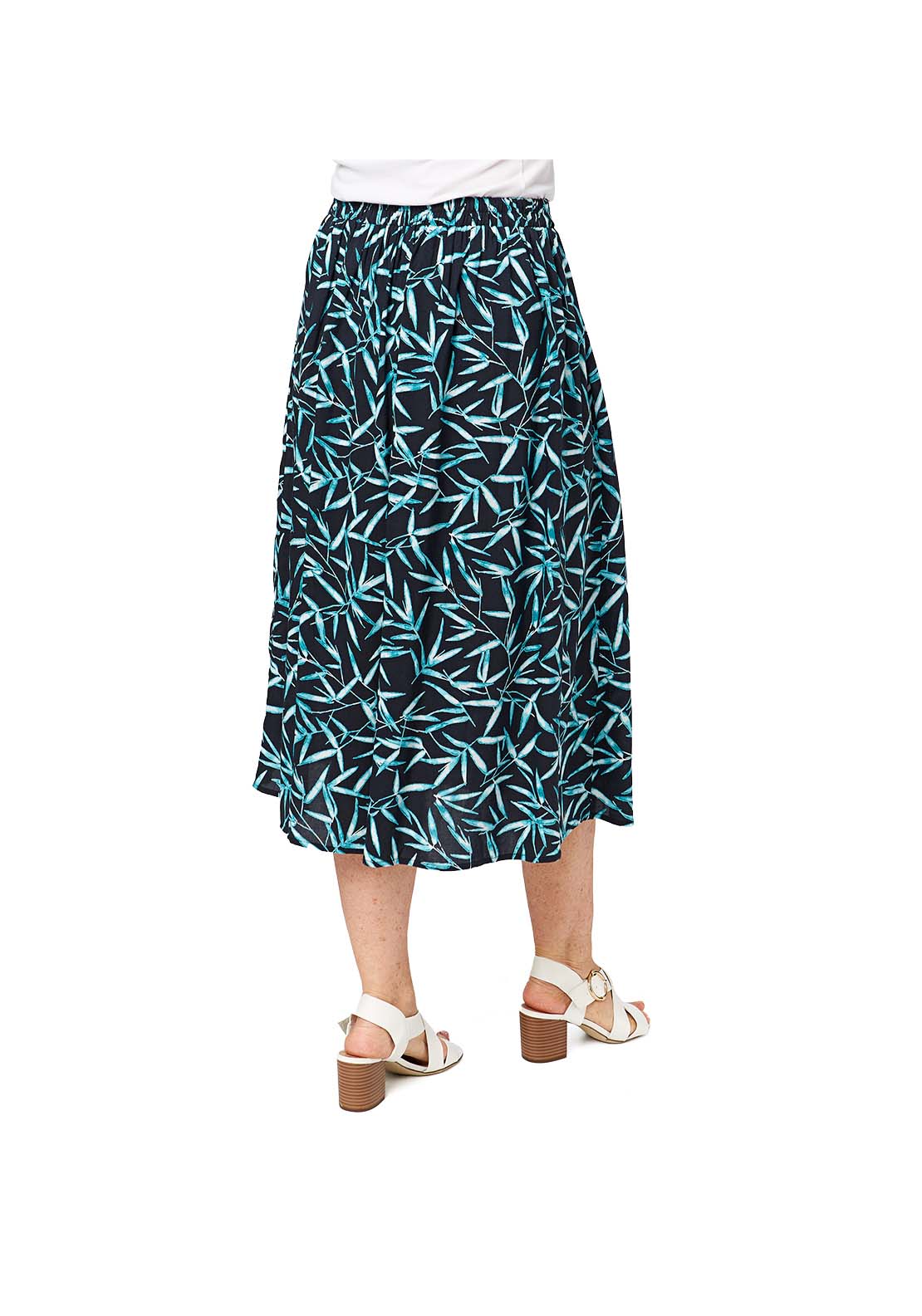 Tigiwear Turquoise Bamboo Leaf Print Skirt 4 Shaws Department Stores