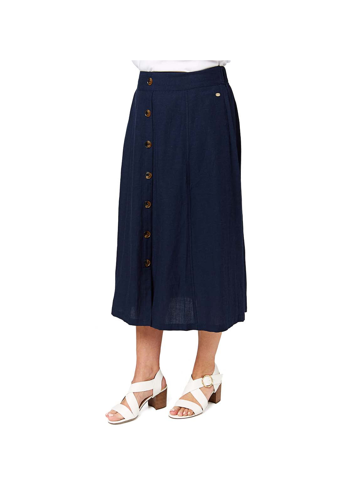 Tigiwear French Navy Linen Skirt 3 Shaws Department Stores