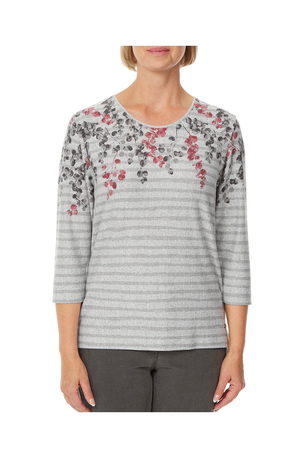 Tigiwear Floral Print Stripe Round Neck Top 5 Shaws Department Stores