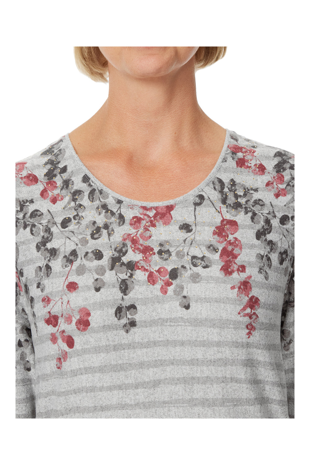 Tigiwear Floral Print Stripe Round Neck Top 4 Shaws Department Stores