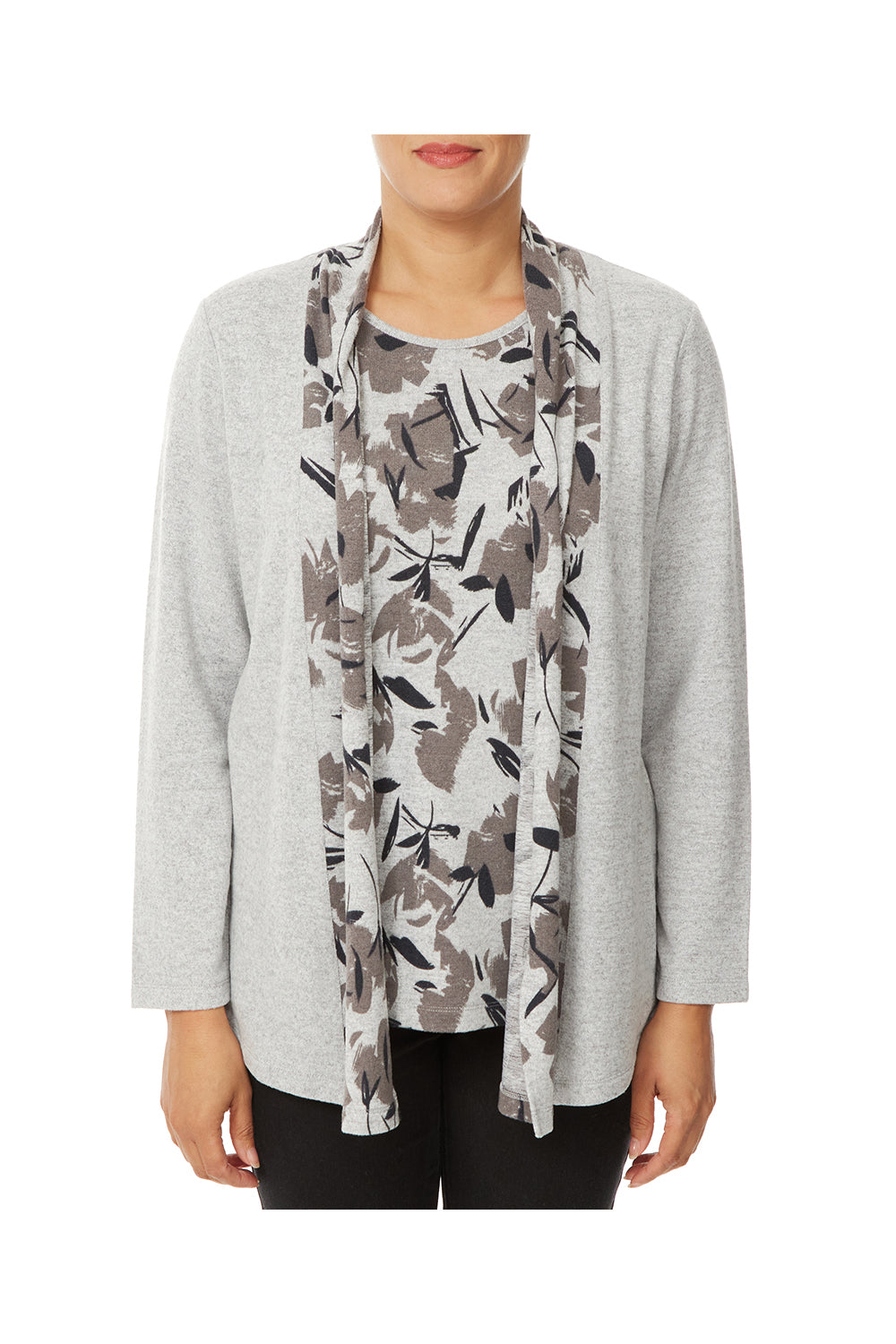 Tigiwear Tonal Floral Mock Cardi Tunic 4 Shaws Department Stores