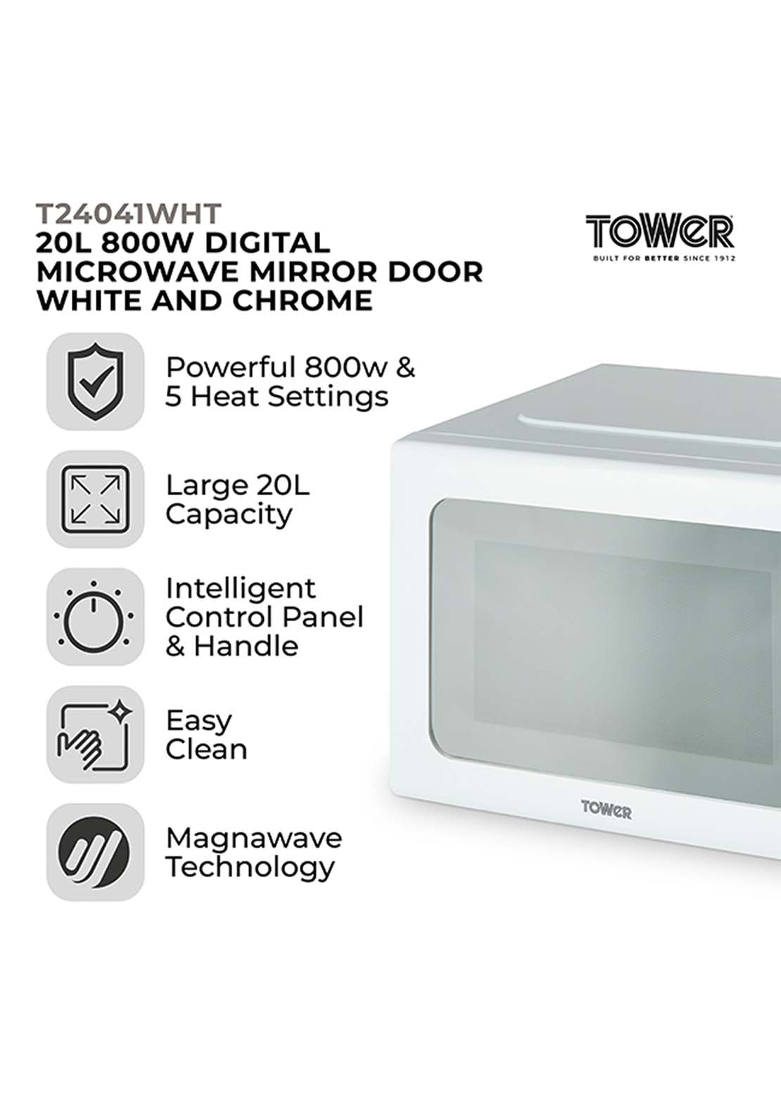 Tower 20L 800w Microwave - White 5 Shaws Department Stores