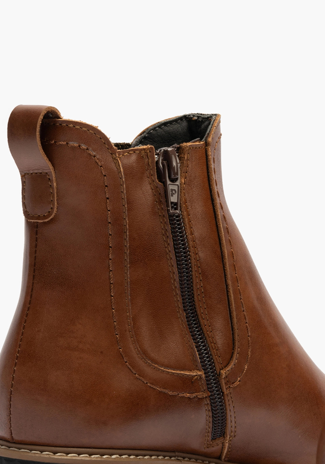 Low Ankle Boot With Stitch Detail - Tan