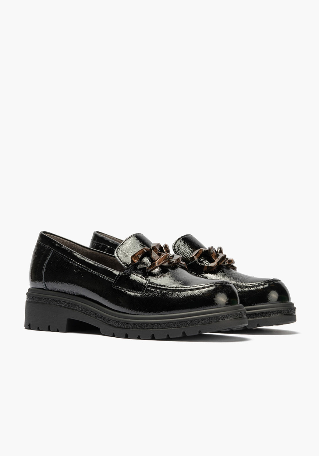 Pitillos Chunky Patent Loafer - Black 2 Shaws Department Stores