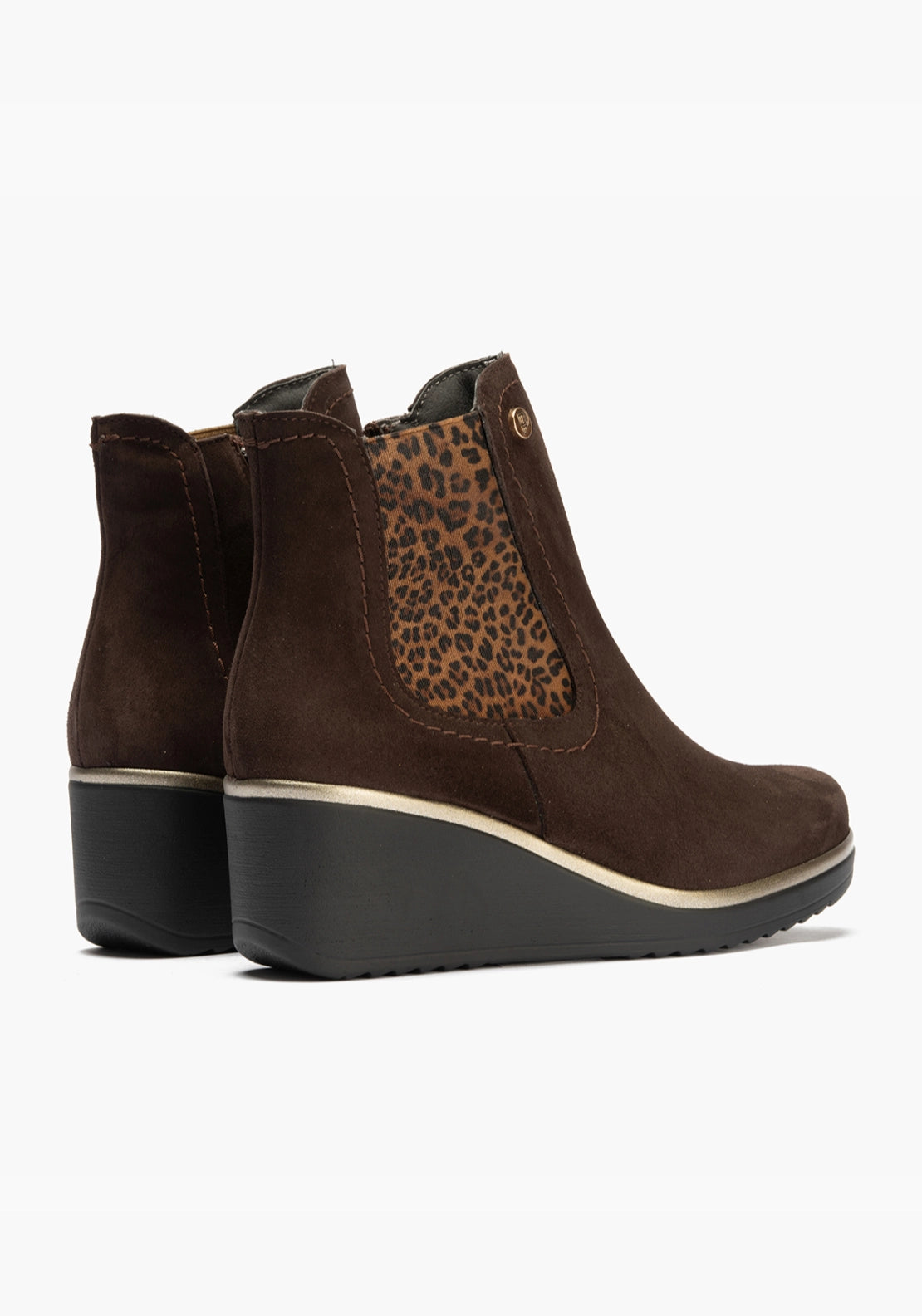 Plain Suede Wedge Boot  With Gusset - Brown Suede