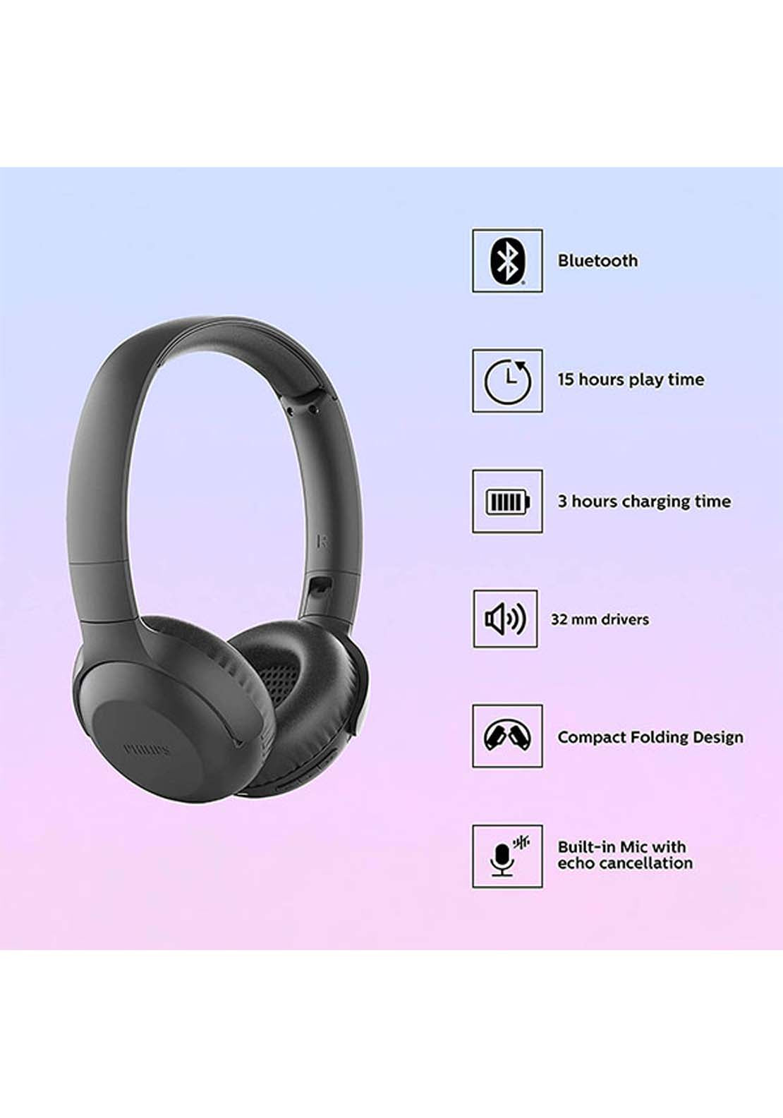 Philips On-Ear Bt Headphones | Tauh202Bk00 2 Shaws Department Stores