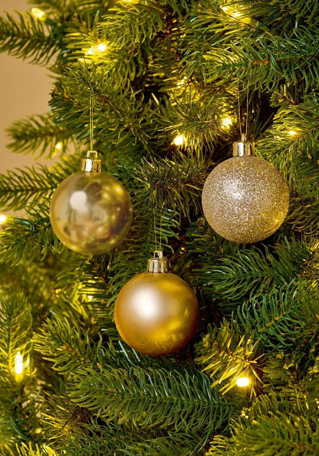 The Home Christmas Multi Finish Shatterproof Baubles - Gold 3 Shaws Department Stores