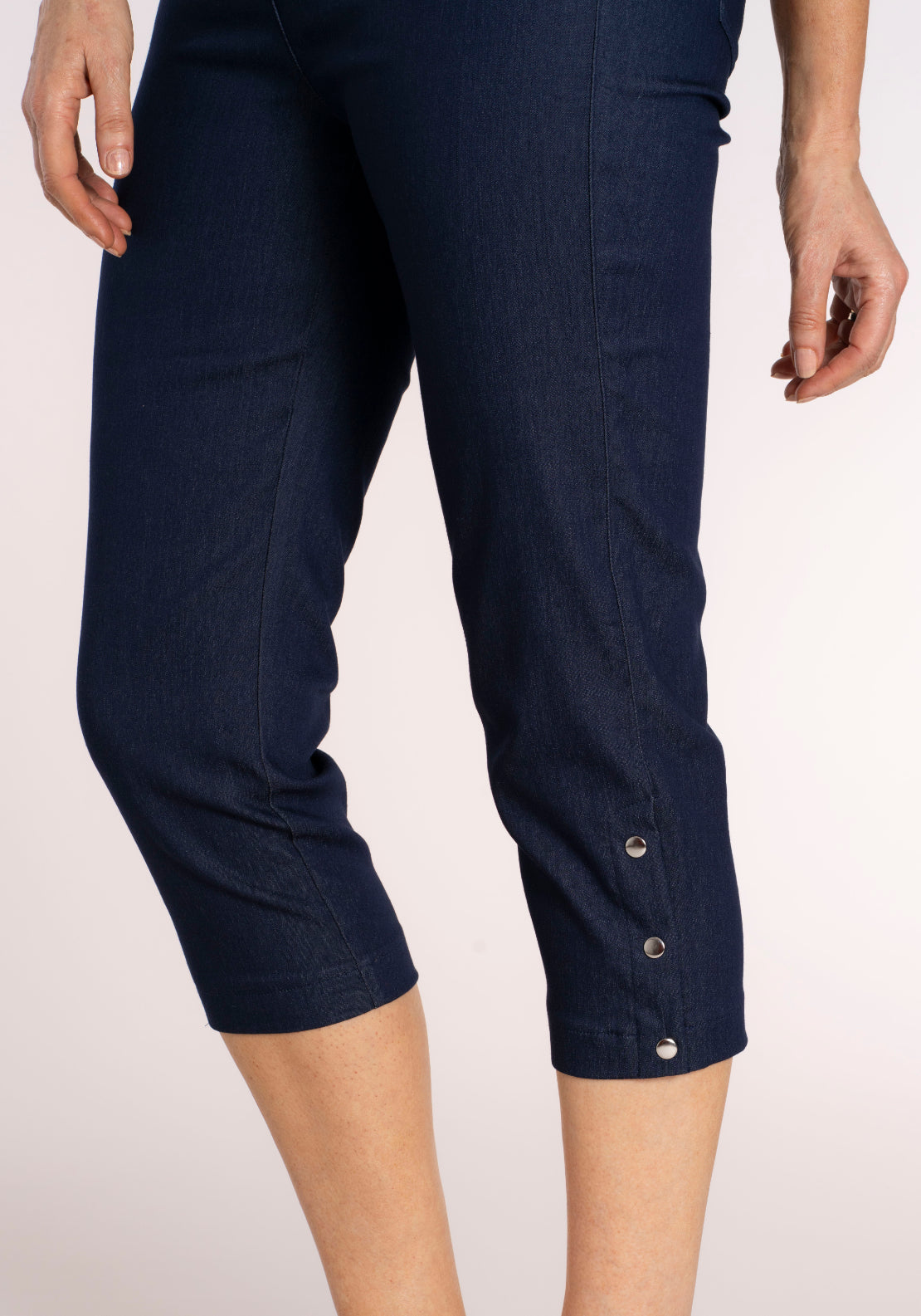 Tea Lane Snap Button Crop Trouser - Blue 4 Shaws Department Stores