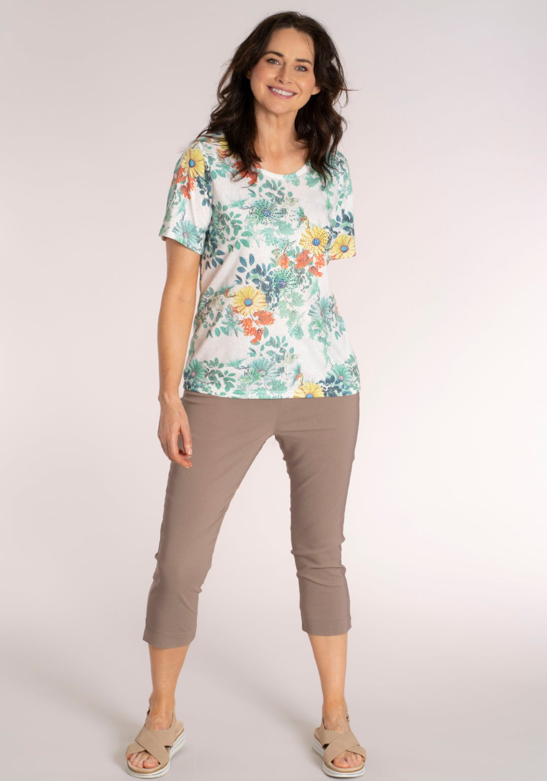 Tea Lane Basic Slim Fit Capri - Mink 5 Shaws Department Stores