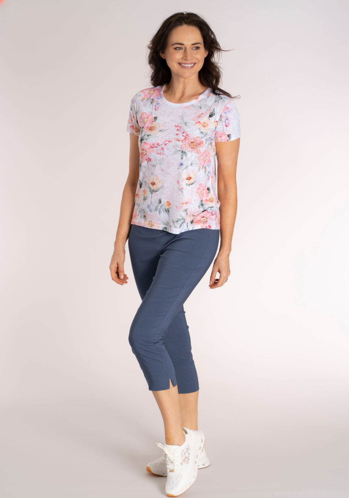 Tea Lane Basic Slim Fit Capri - Blue 5 Shaws Department Stores