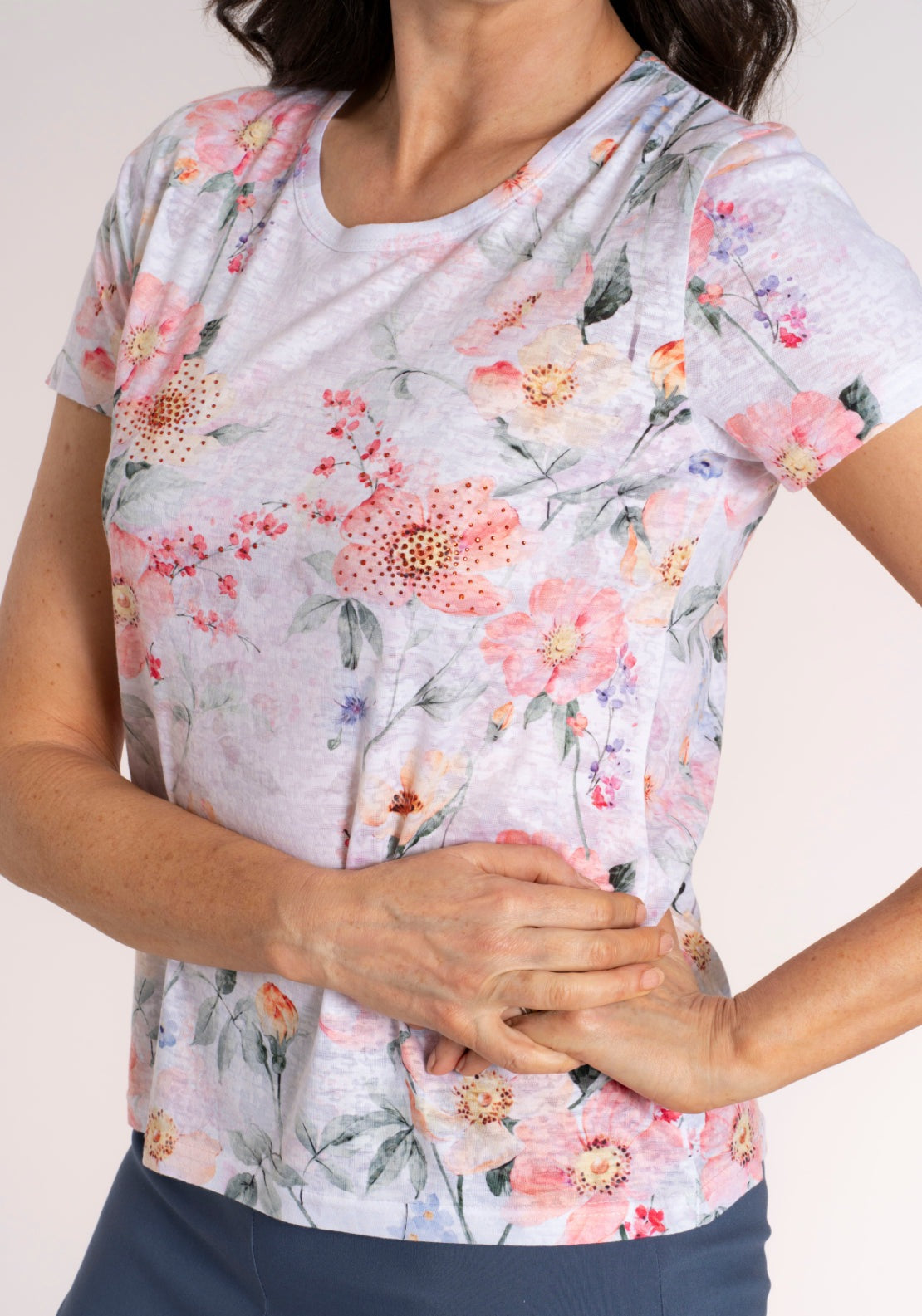 Tea Lane Floral T-Shirt - Peach Multi 4 Shaws Department Stores