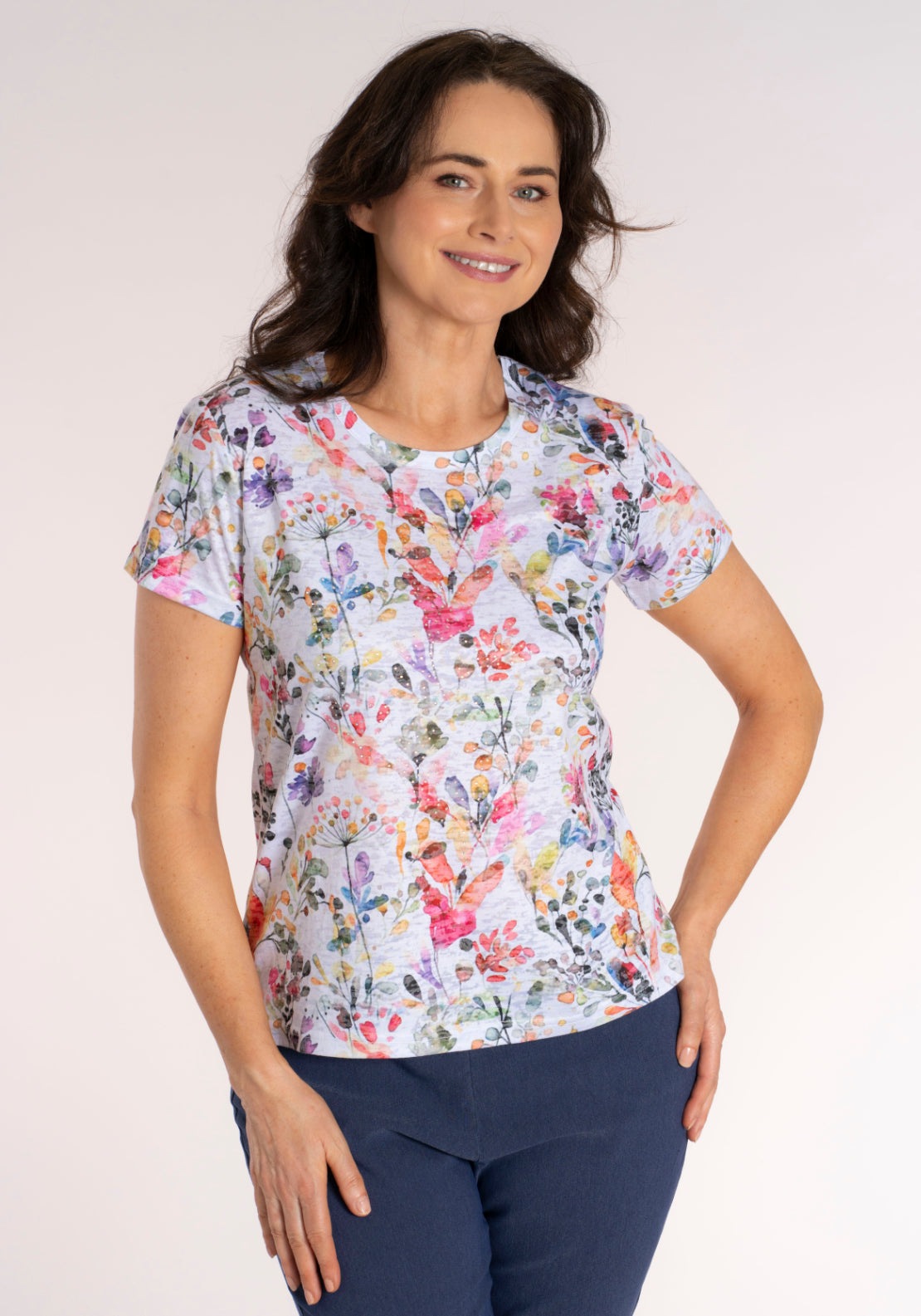 Tea Lane Multi Floral T‑Shirt - Multicolour 1 Shaws Department Stores