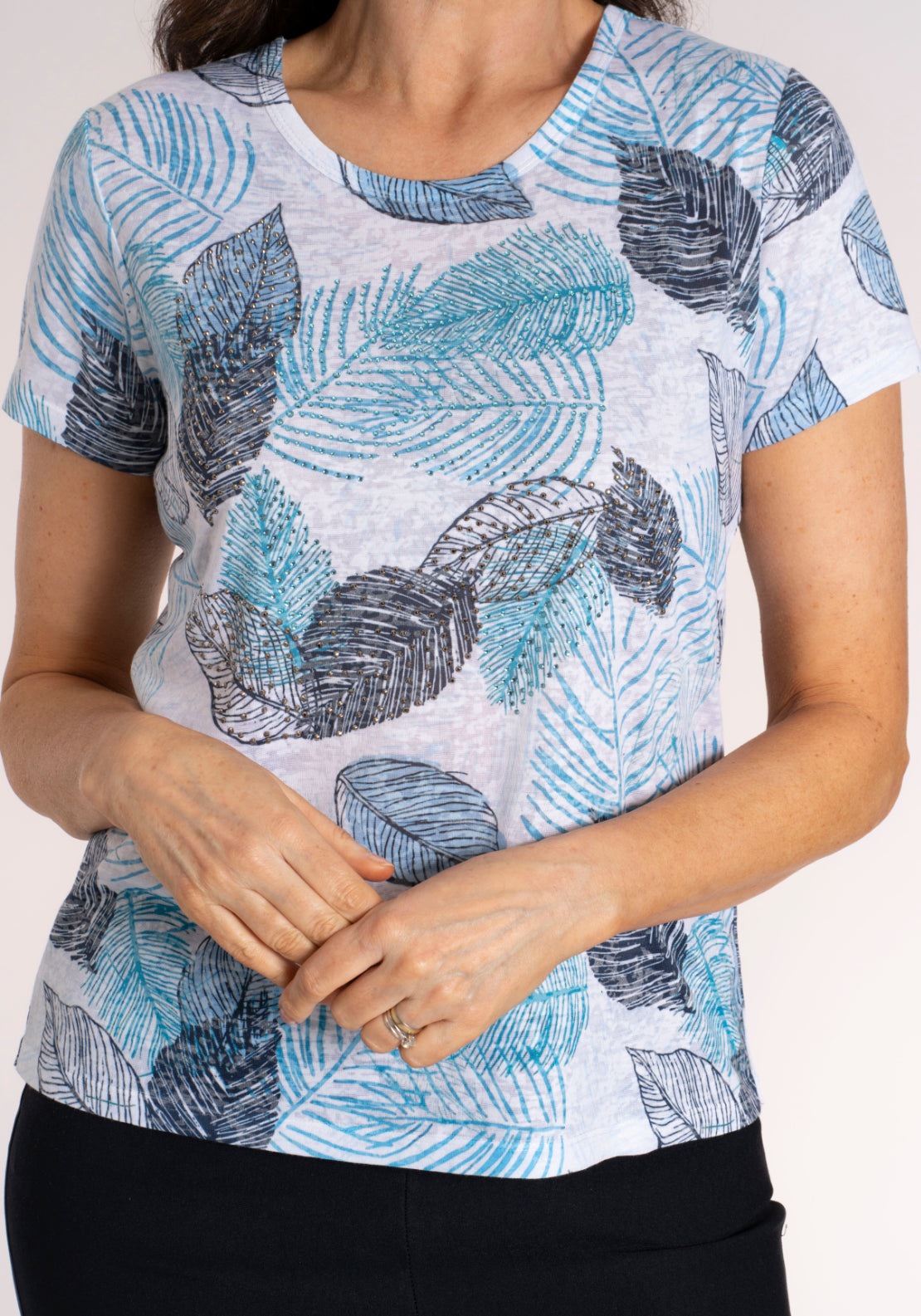 Tea Lane Abstract Crew T‑Shirt - Blue 4 Shaws Department Stores