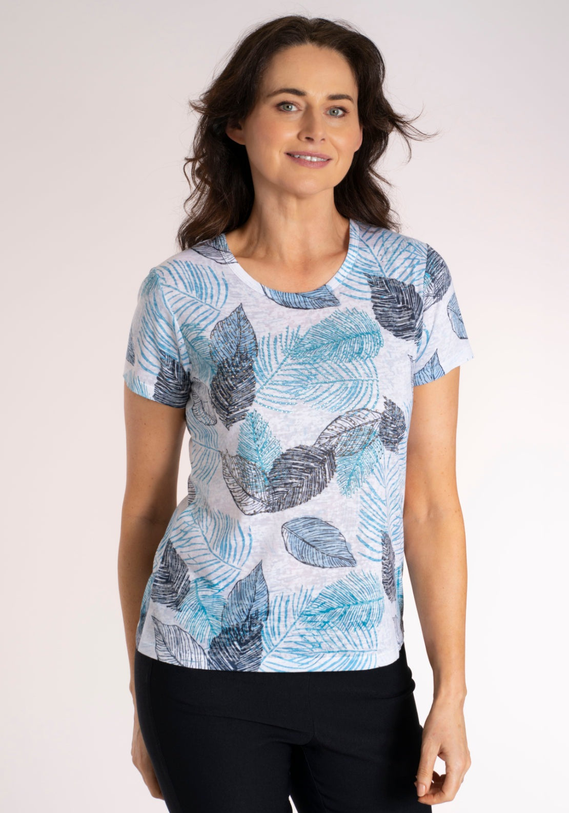 Tea Lane Abstract Crew T‑Shirt - Blue 1 Shaws Department Stores