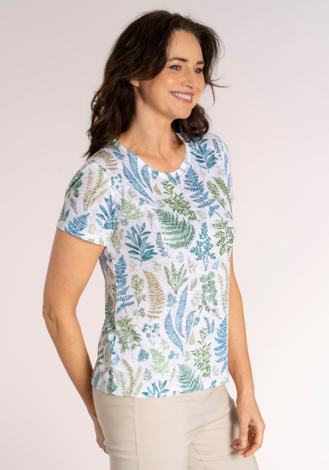 Tea Lane Leaf Crew T‑Shirt - Blue / Green 3 Shaws Department Stores