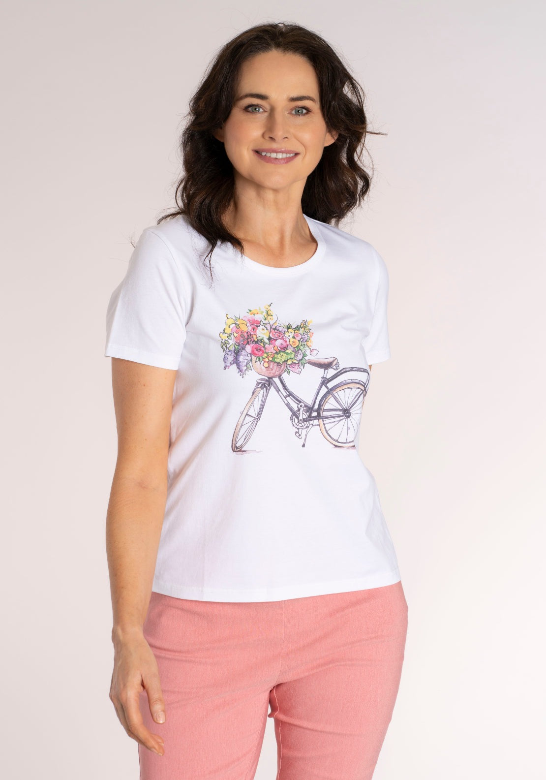 Tea Lane Placement Bike T‑Shirt - White 1 Shaws Department Stores