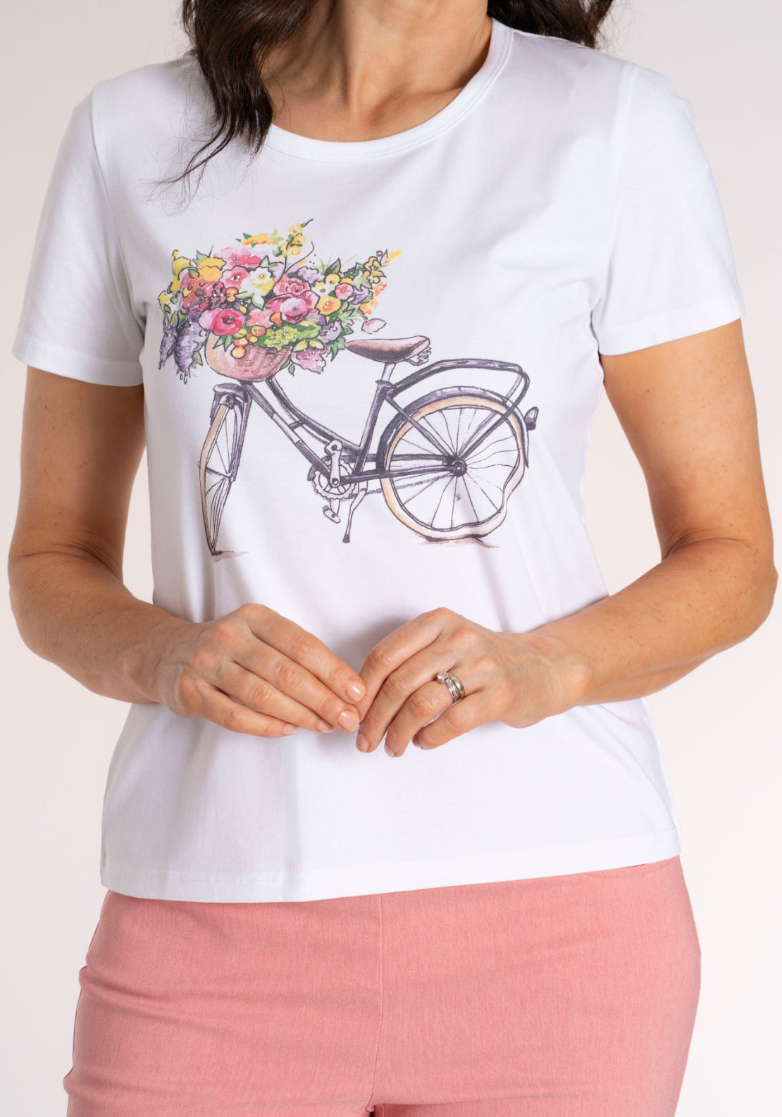 Tea Lane Placement Bike T‑Shirt - White 4 Shaws Department Stores
