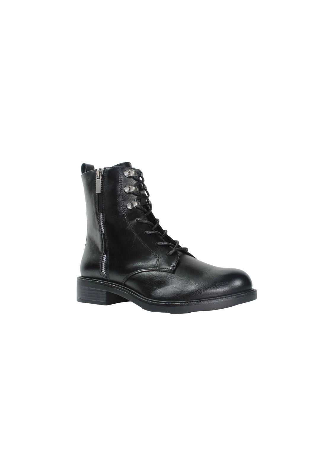 Lace Up Military Boot - Black