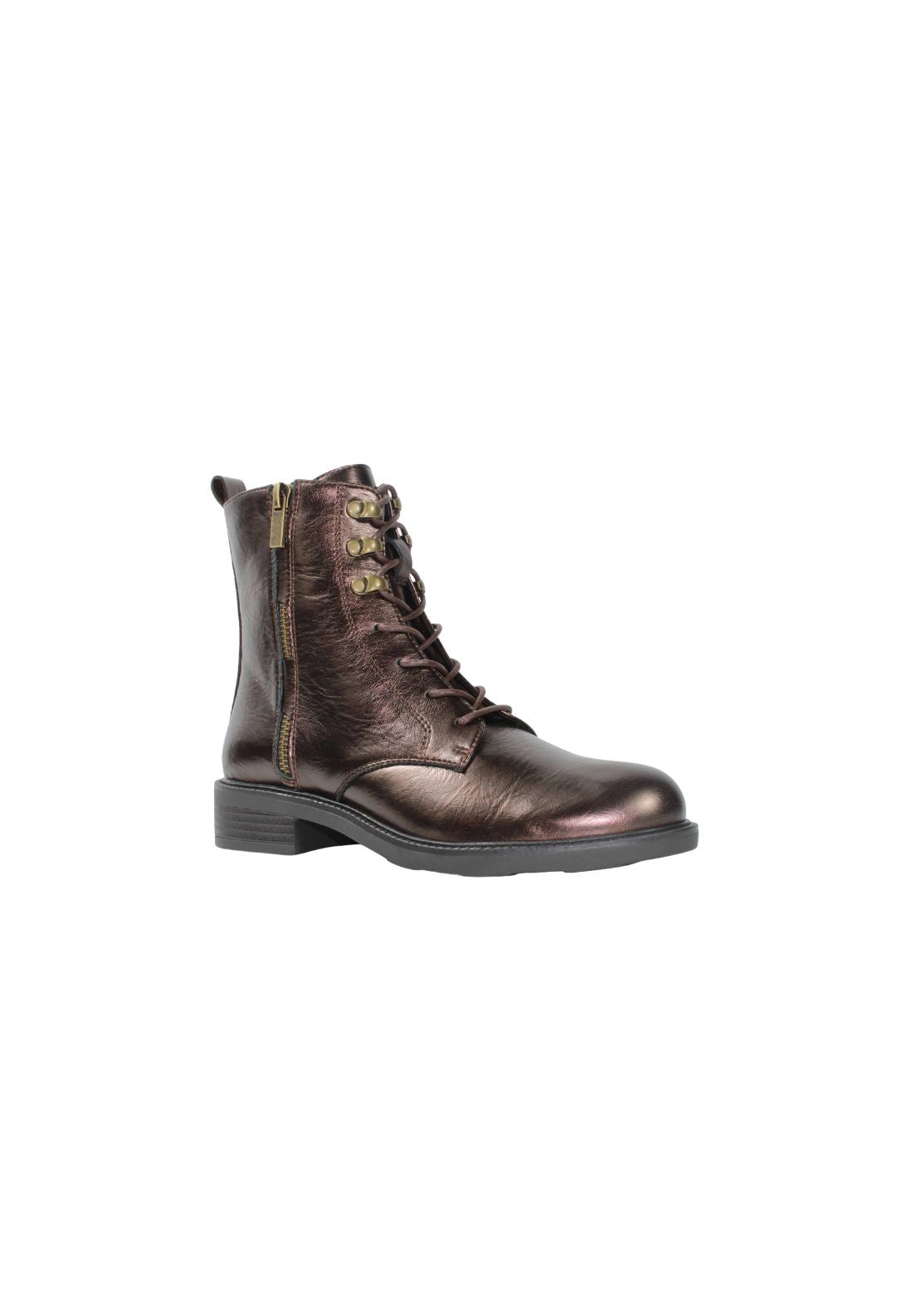 Lace Up Military Boot - Br Metallic