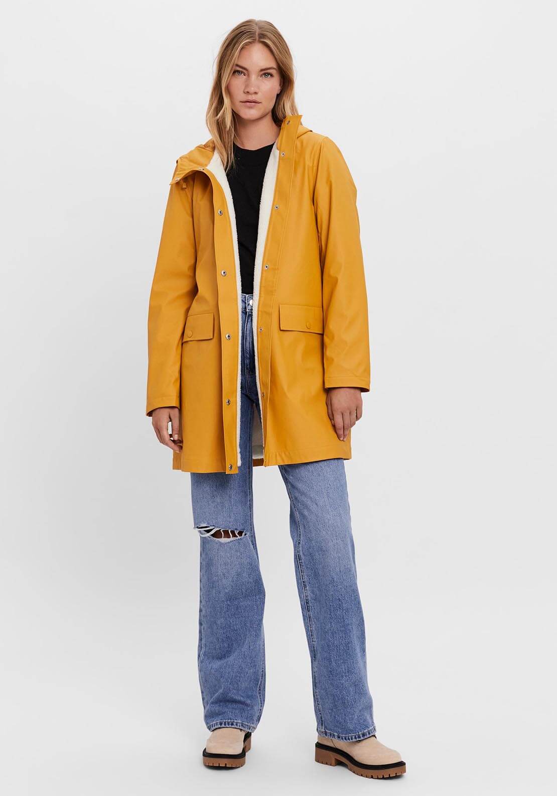 Vero Moda Mvasta Rain Coat - Amber Gold 2 Shaws Department Stores