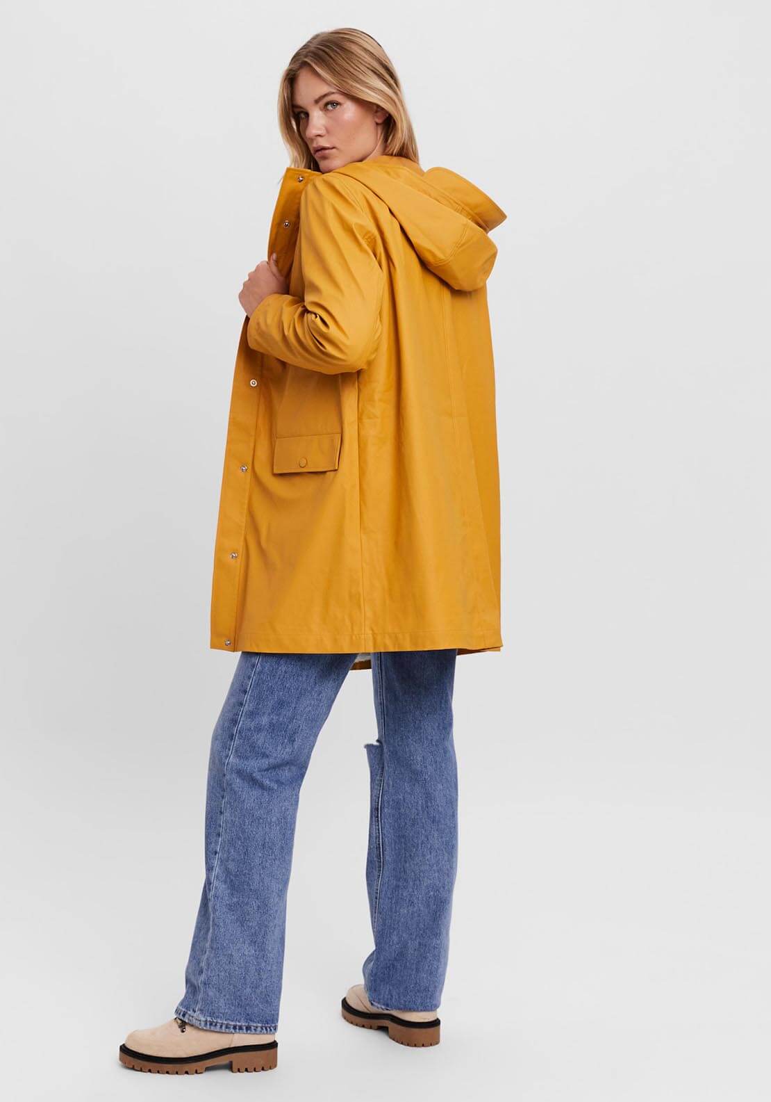 Vero Moda Mvasta Rain Coat - Amber Gold 4 Shaws Department Stores