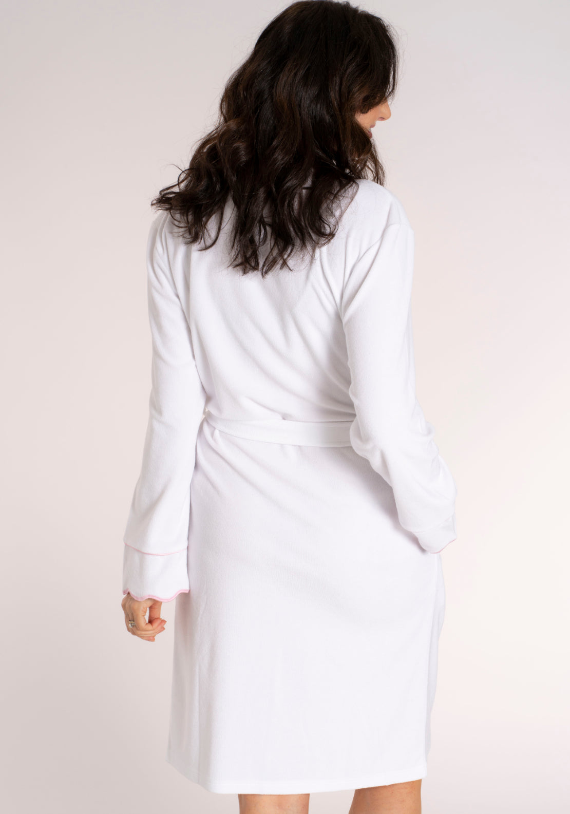 The Sleep Collection Scalloped Edge Robe - White 2 Shaws Department Stores