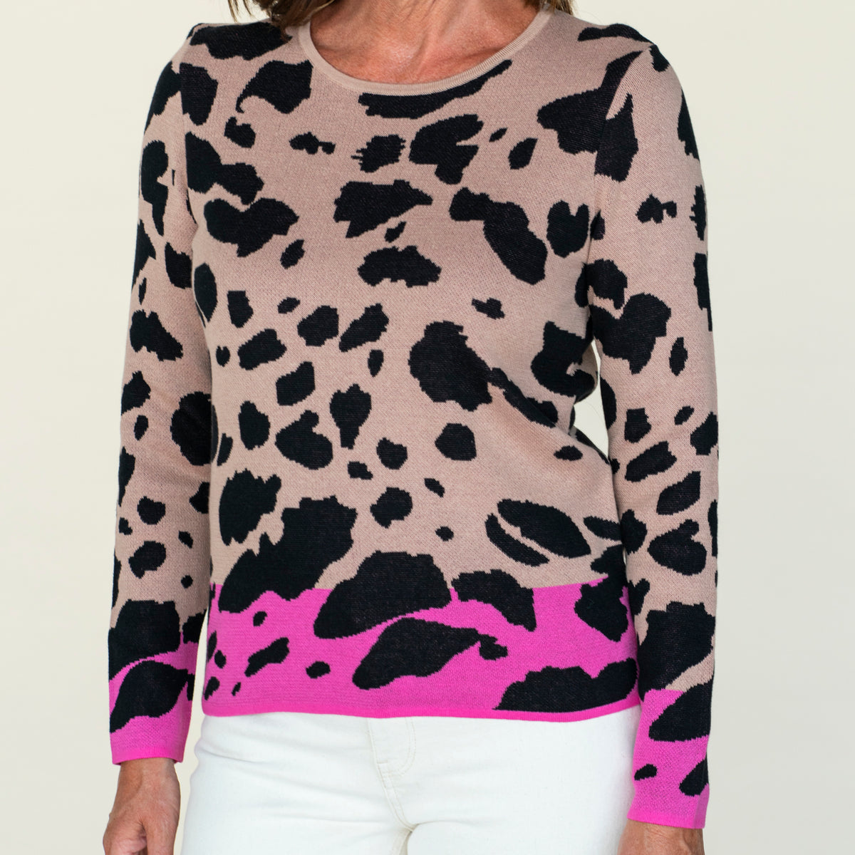 Leopard Sweater Pink Hem