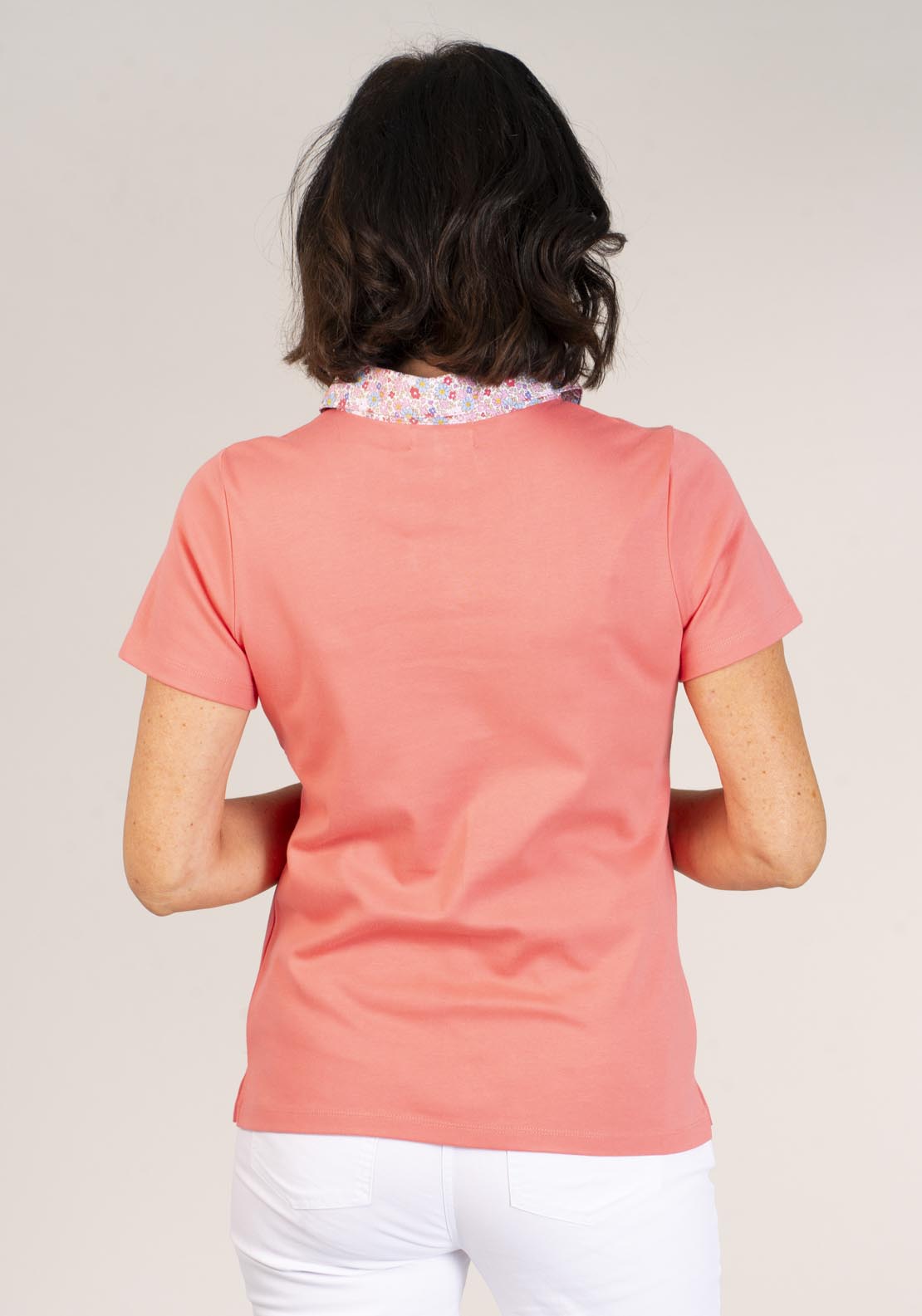 Tea Lane Short Sleeve Jersey Collar - Coral 2 Shaws Department Stores