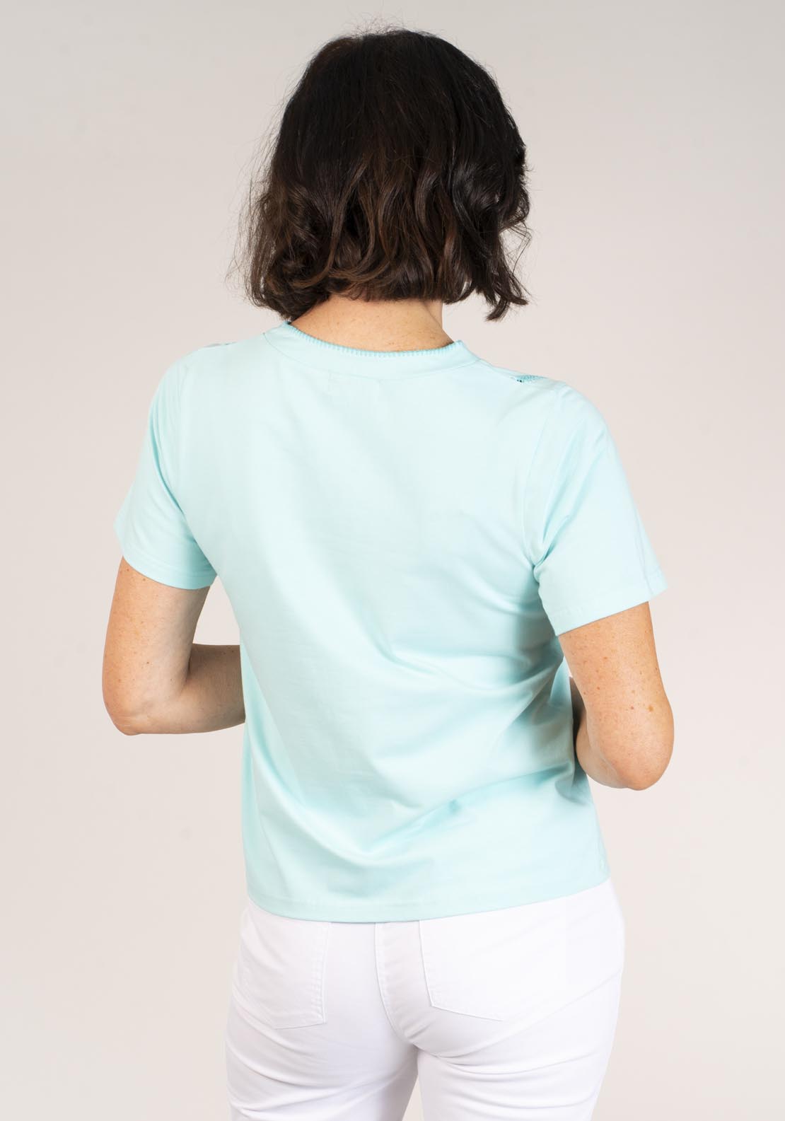 Tea Lane Short Sleeve v-neck T-Shirt - Blue 2 Shaws Department Stores