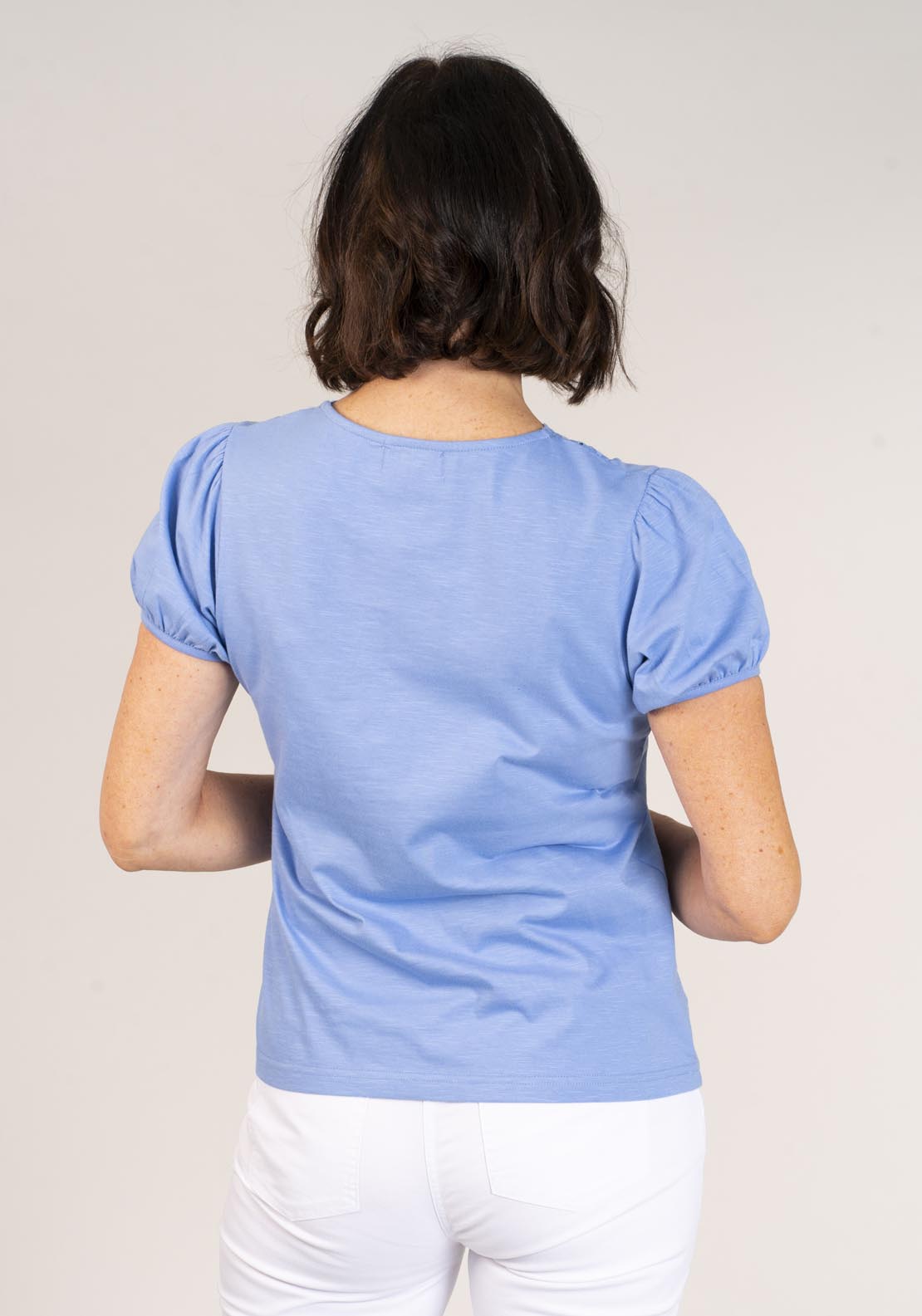 Tea Lane Short Sleeve v-neck T-Shirt - Lace Trim 2 Shaws Department Stores