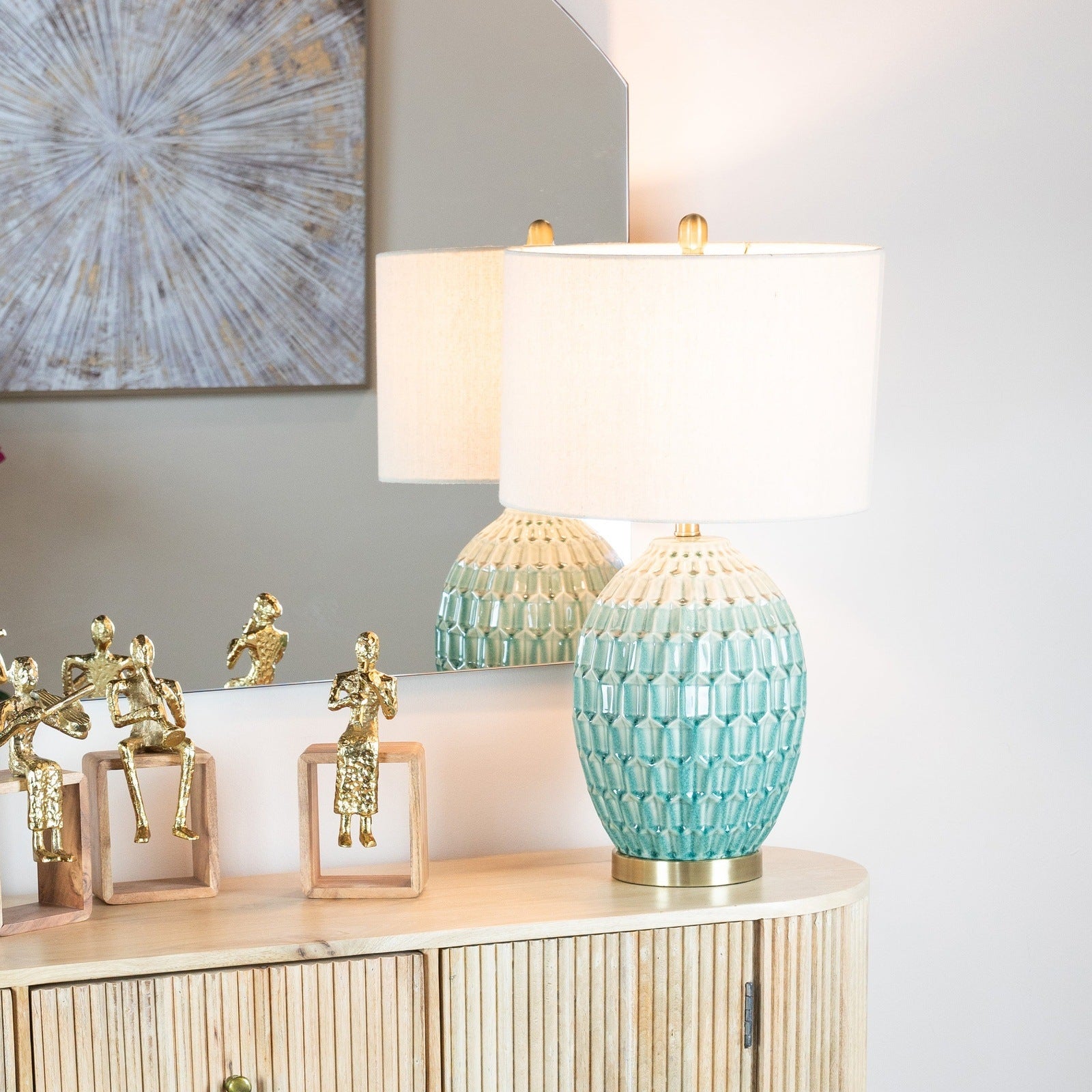 Tara Giftworks Gemma Ceramic Lamp Aqua - Aqua 1 Shaws Department Stores
