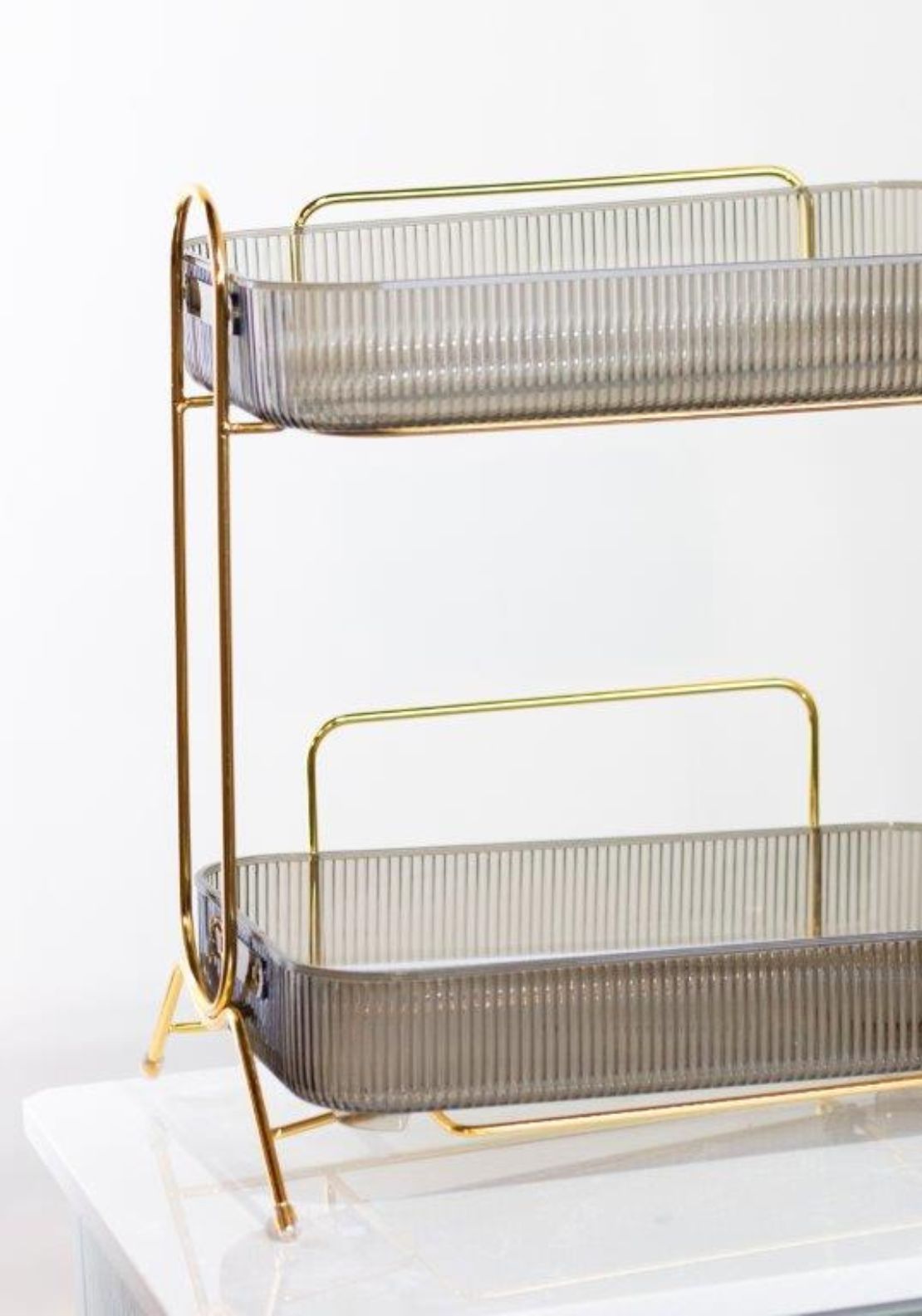 The Home Collection Cosmetics Organiser 2 Shelfs - Gold 2 Shaws Department Stores