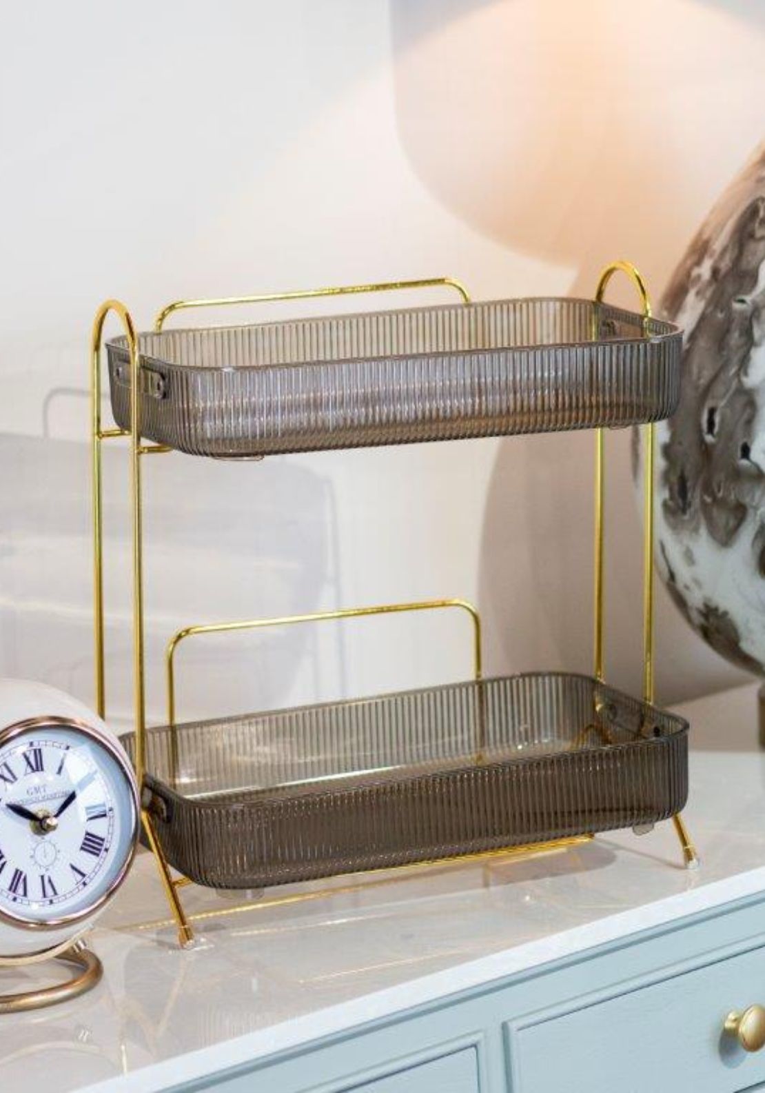 The Home Collection Cosmetics Organiser 2 Shelfs - Gold 6 Shaws Department Stores
