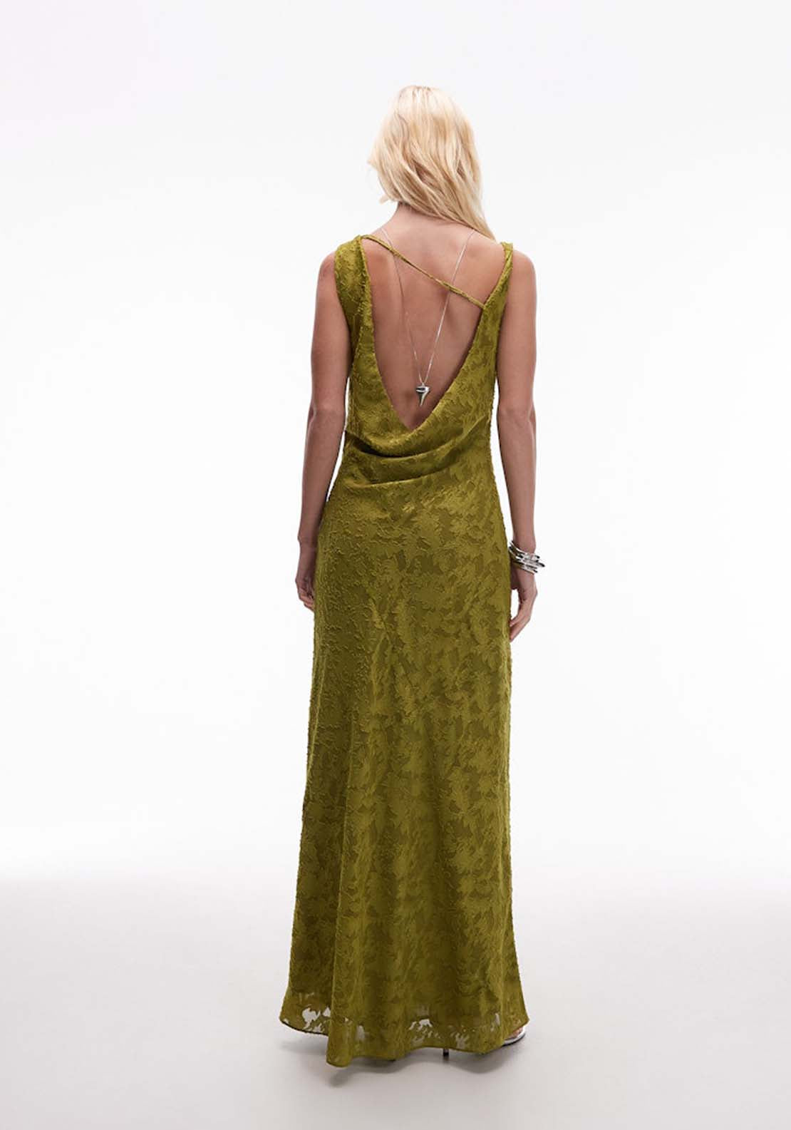 Topshop Lulu Sleeveless Twist Midi Dress - Bright Green 2 Shaws Department Stores